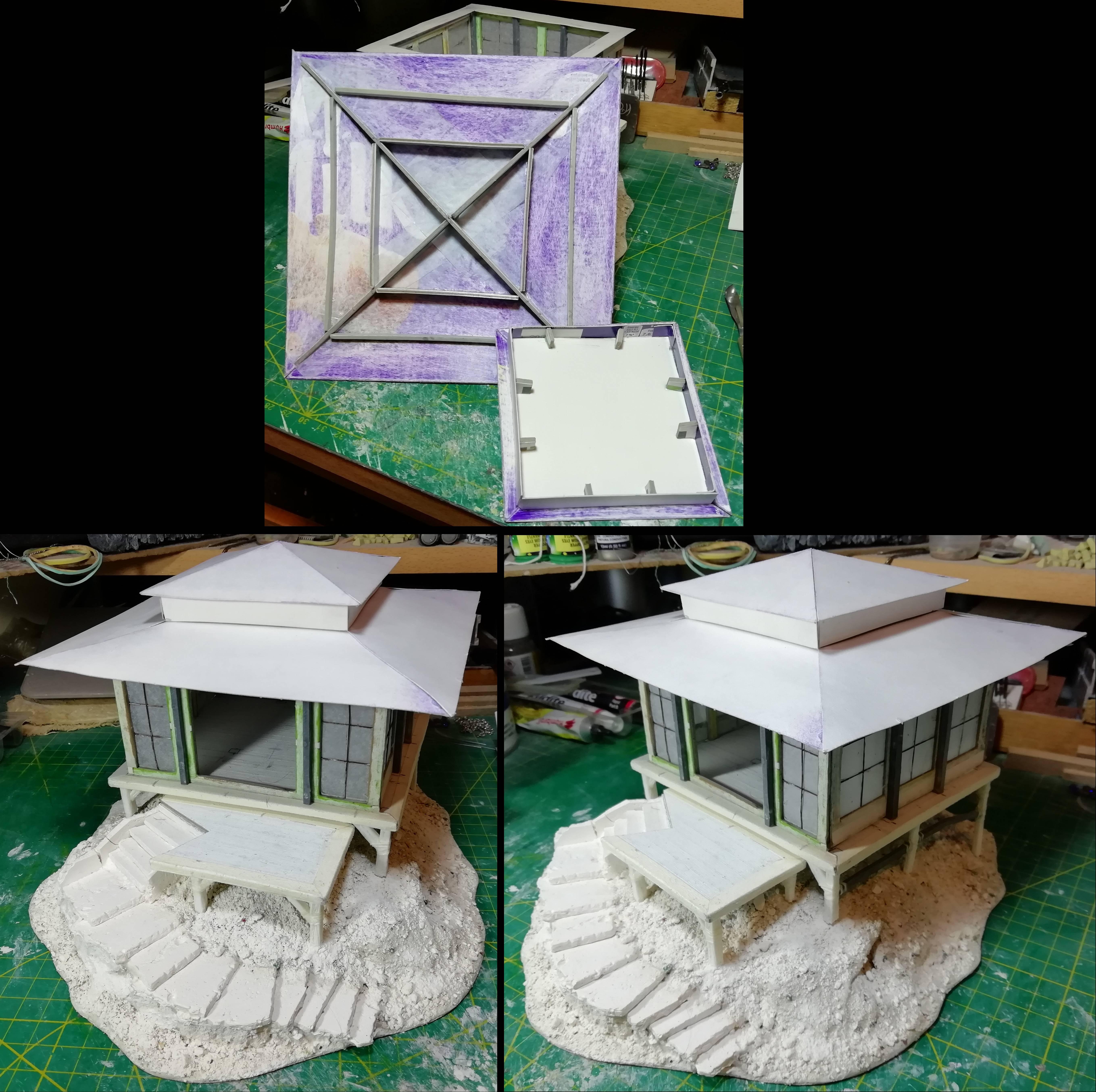 Hut on Mound wip 8; roofing in progress