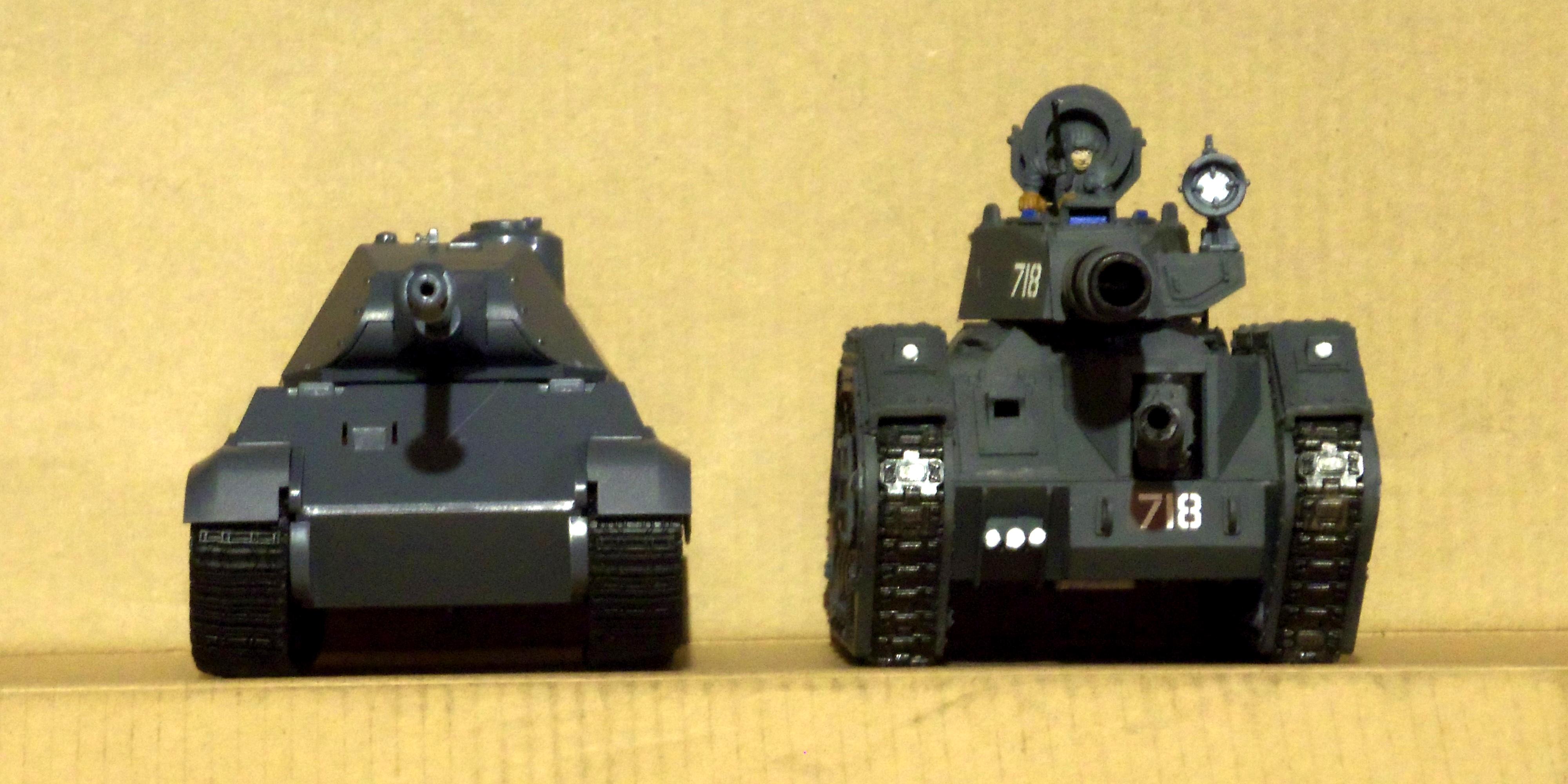 Astra Militarum, Comparison, Conversion, Imperial Guard, King Tiger, Leman Russ, Meng, Tank, World War Toons