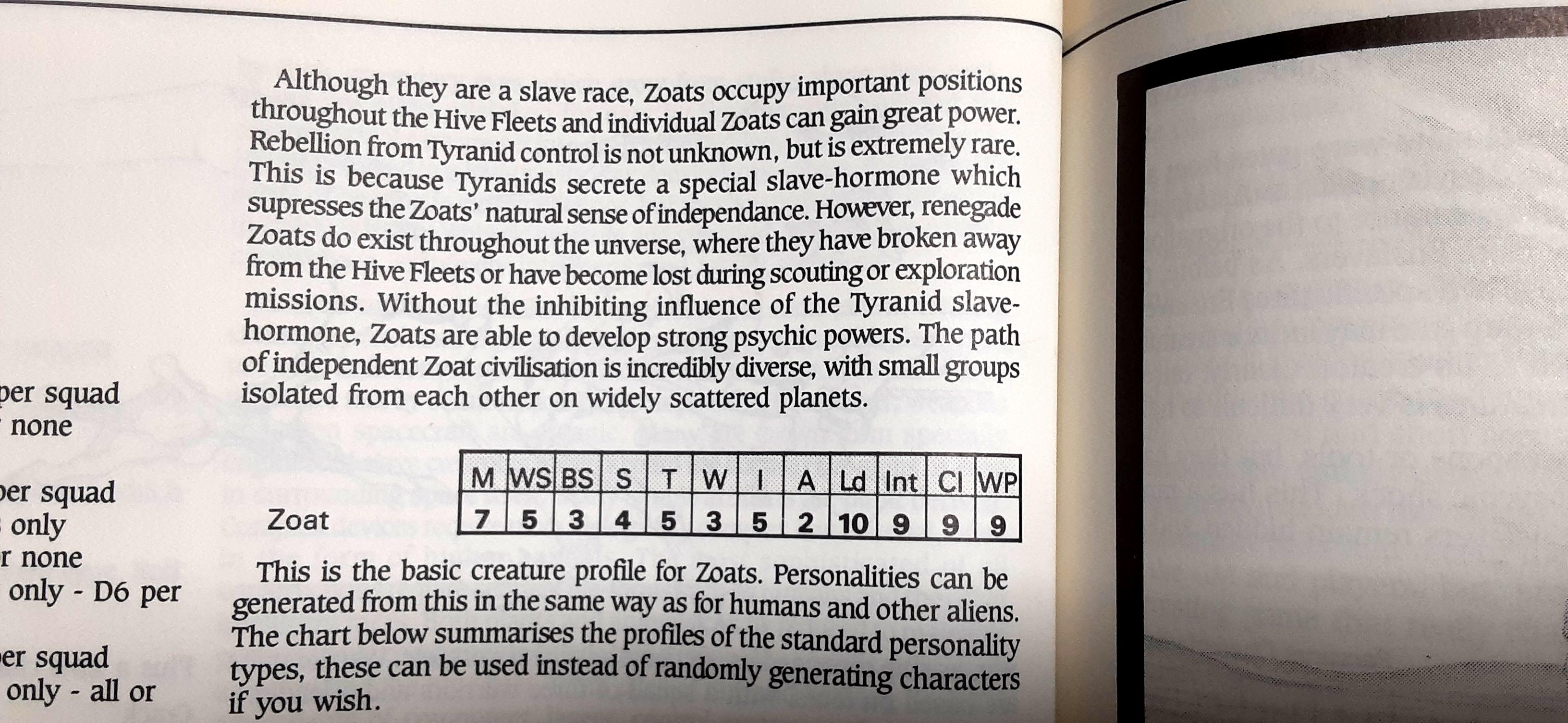 Rogue Trader, Warhammer 40,000, Zoat