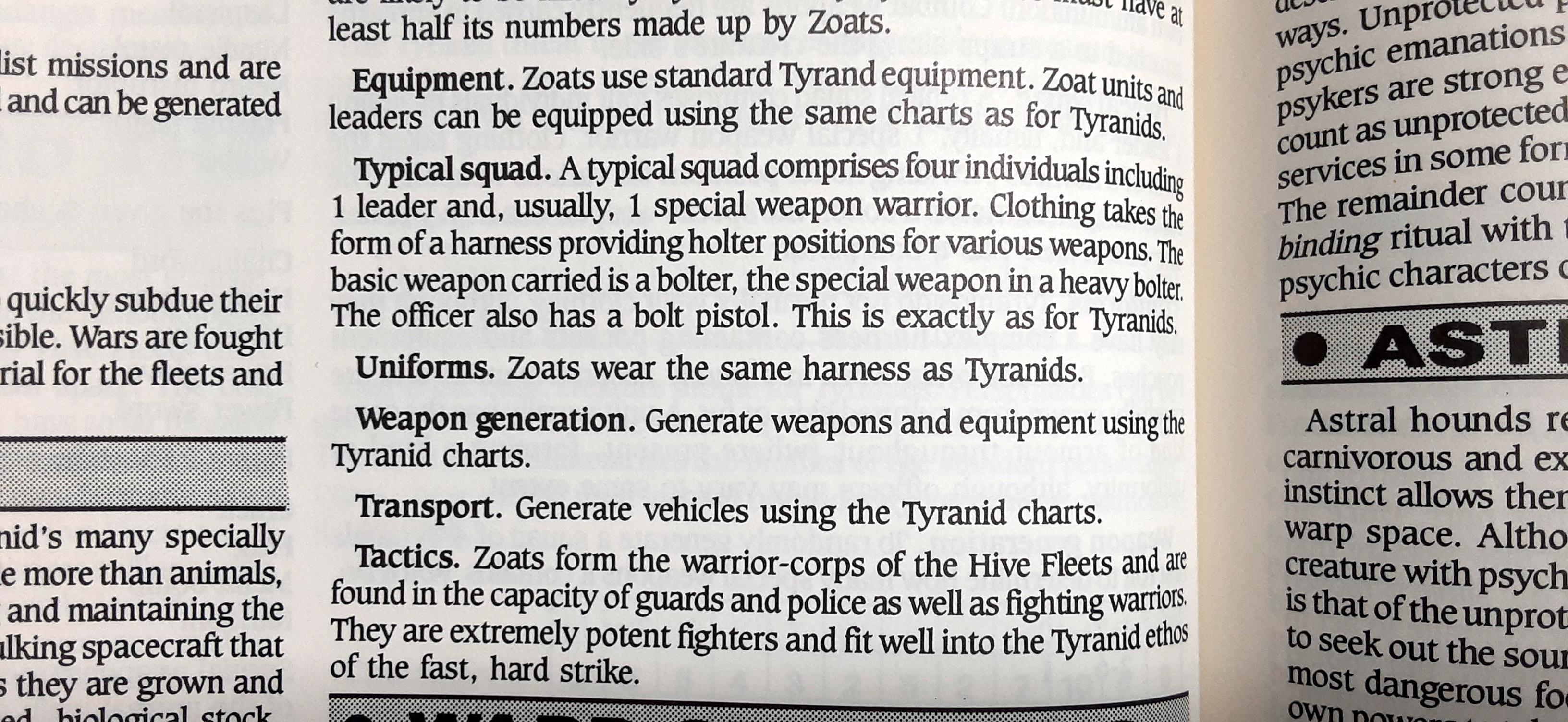 Rogue Trader, Warhammer 40,000, Zoat