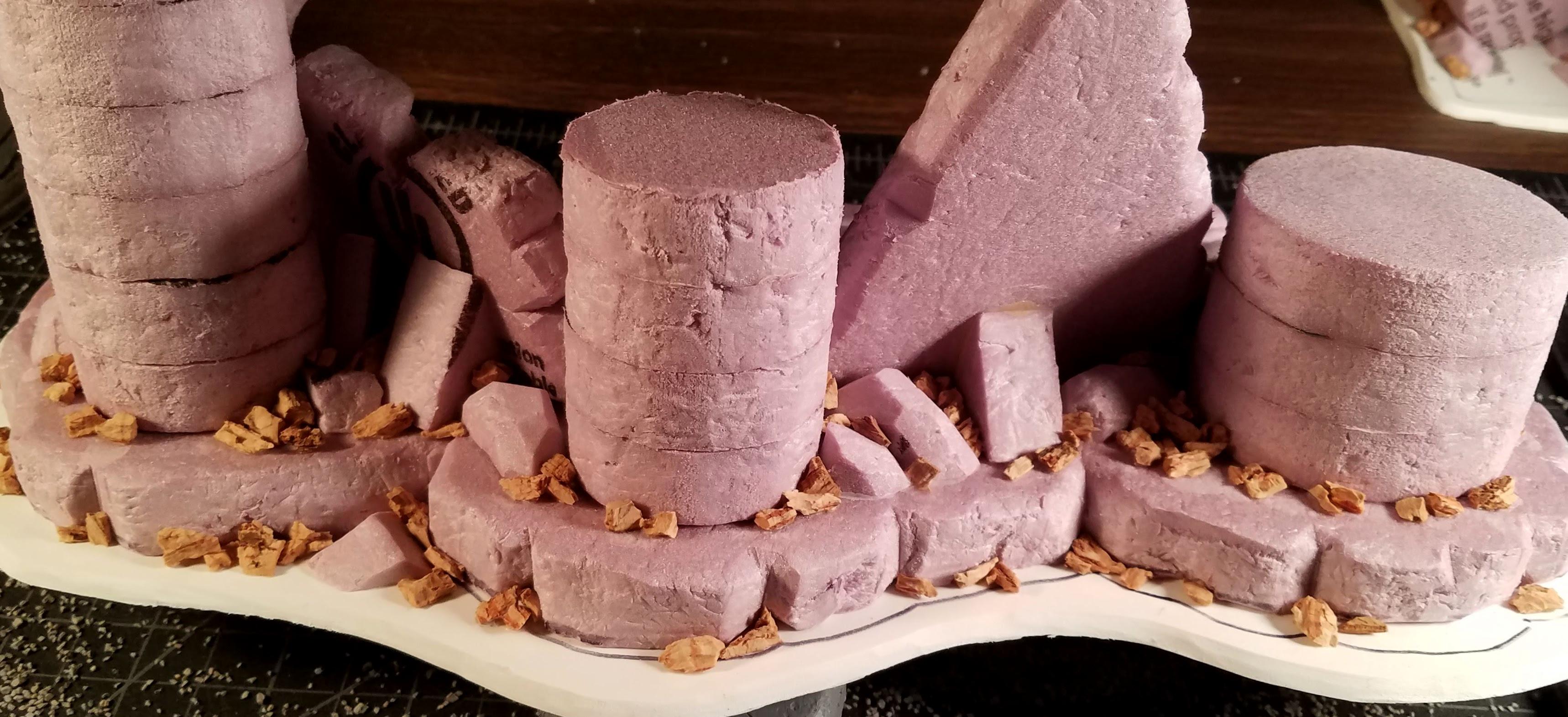 First big chunks of pink foam, then smaller bits of cork..