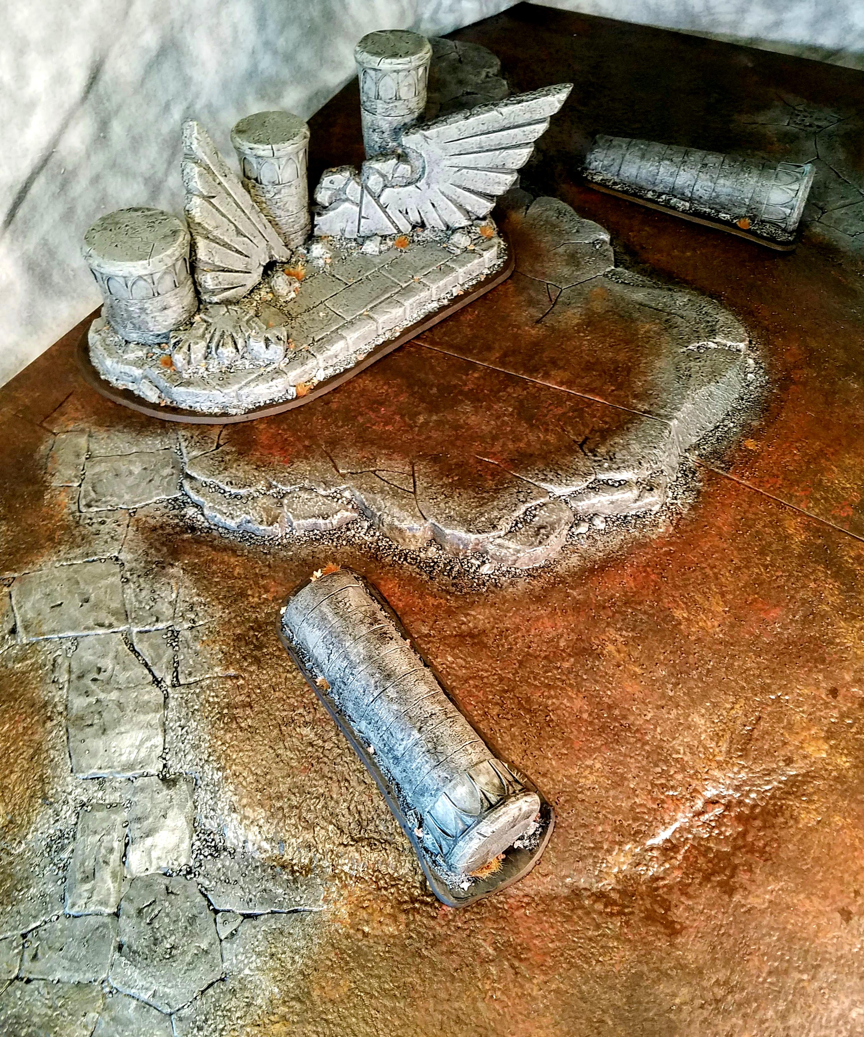 In place on the table