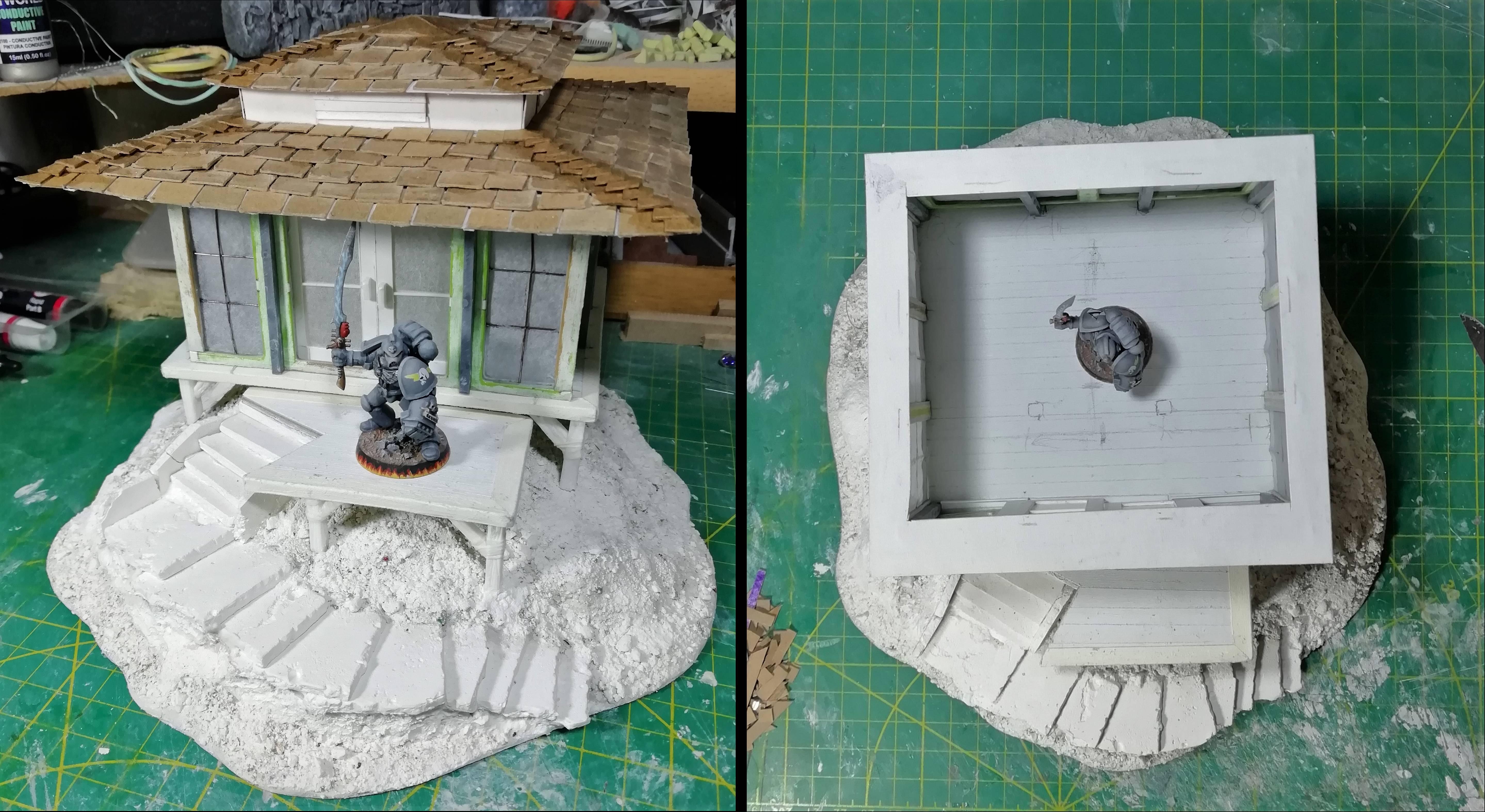 Hut on mound wip scale shots