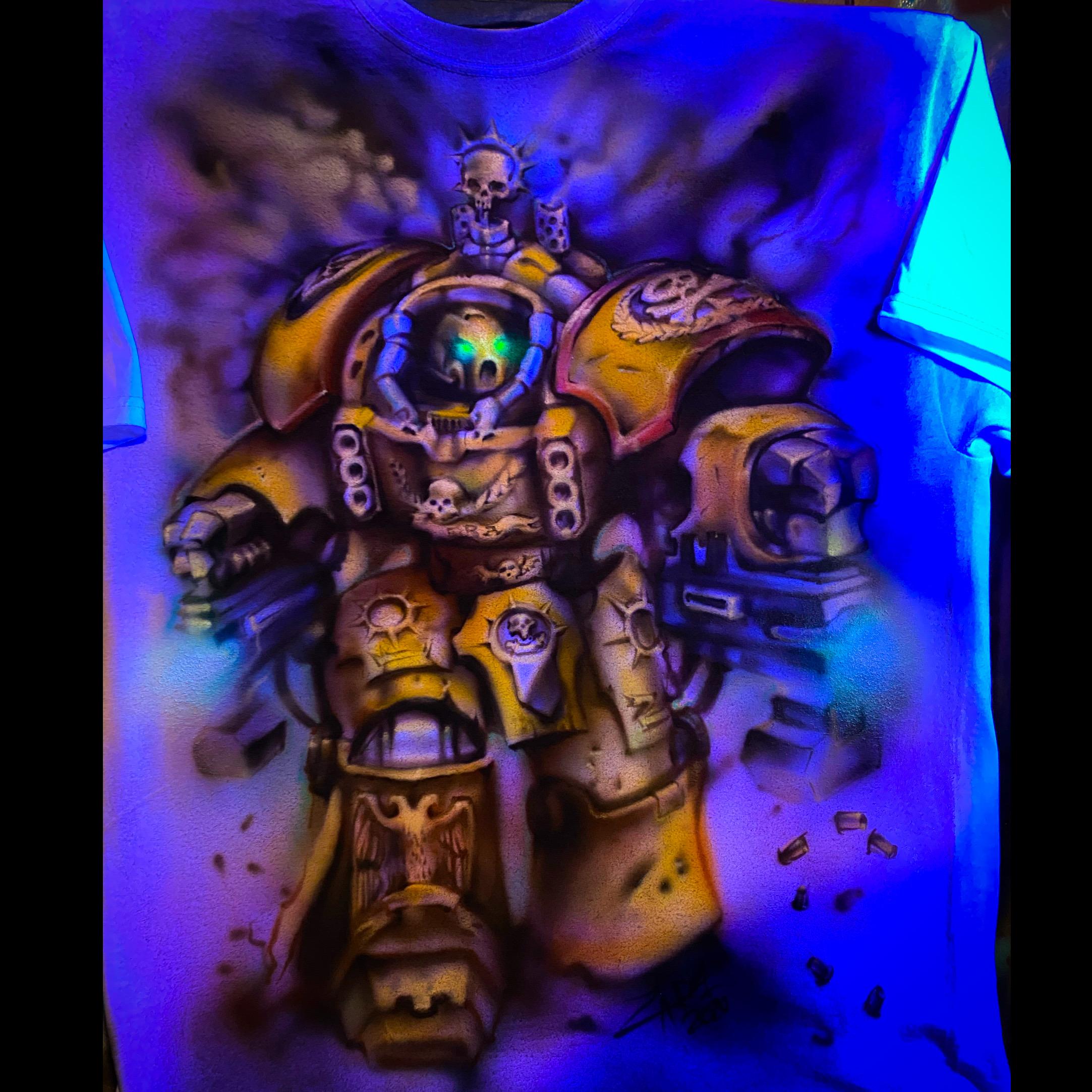 Airbrushed, Blacklight, Imperial Fists, Space Marines, Tshirt, Uv, Warhammer 40,000