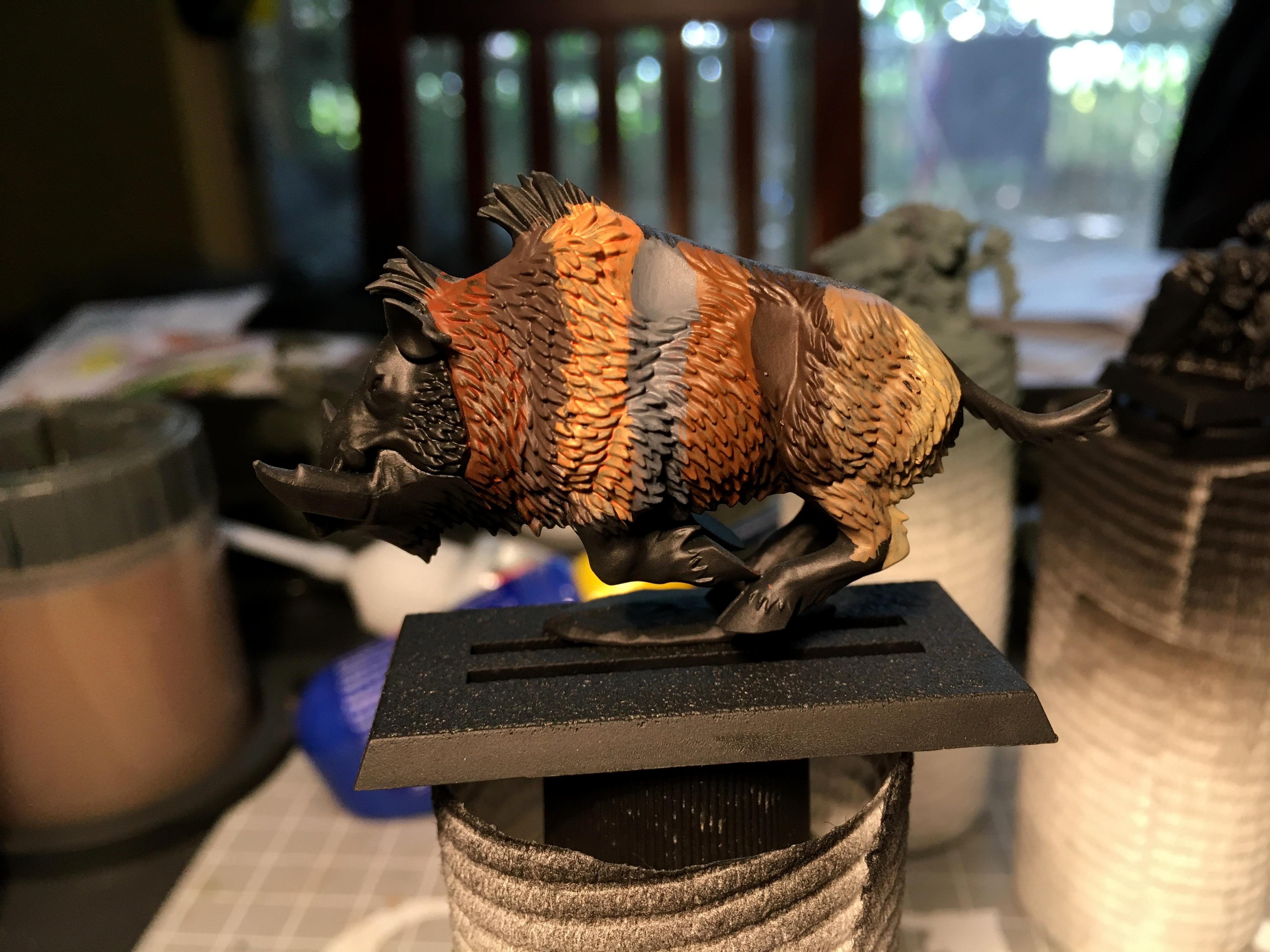Orc Boar, Fur Base Paints on Chaos Black