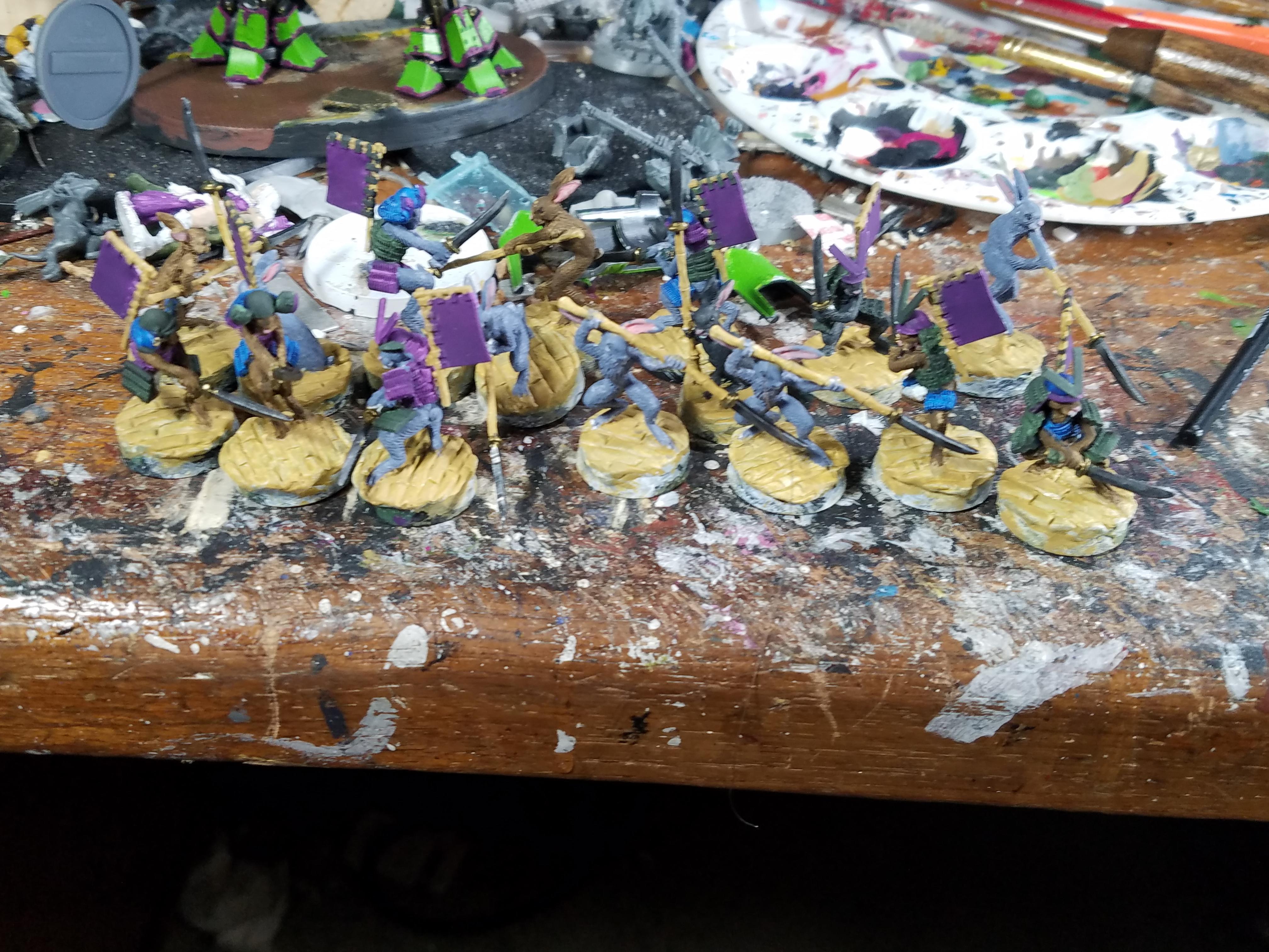 Eureka Miniatures, Home Sculpted Bases, Rabbits, Samurai, Work In Progress