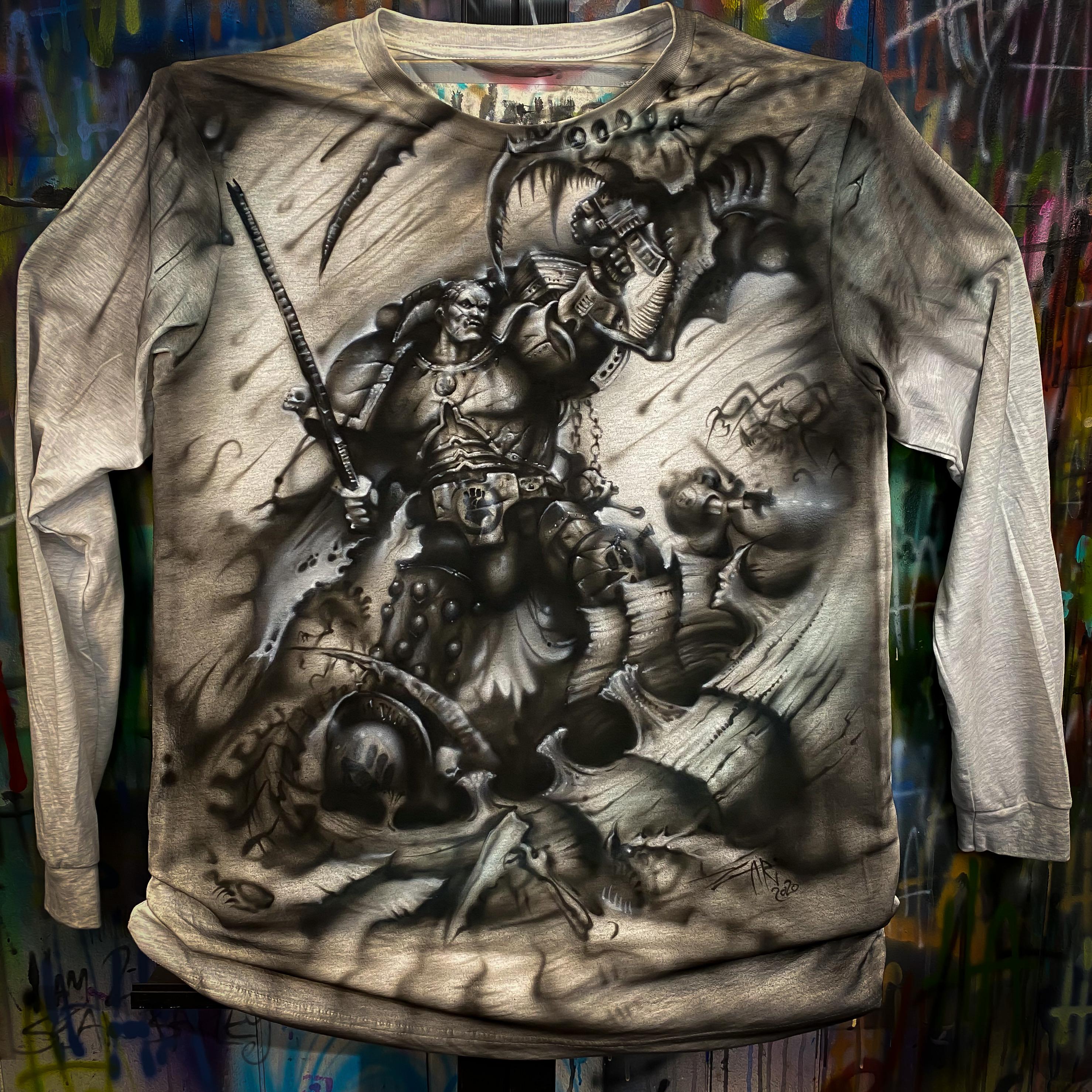 Airbrushed, Custom, Fan Art, Freehand, Imperial Fists, Mk 5 Armor, Tshirt, Tyranids, Warhammer 40,000