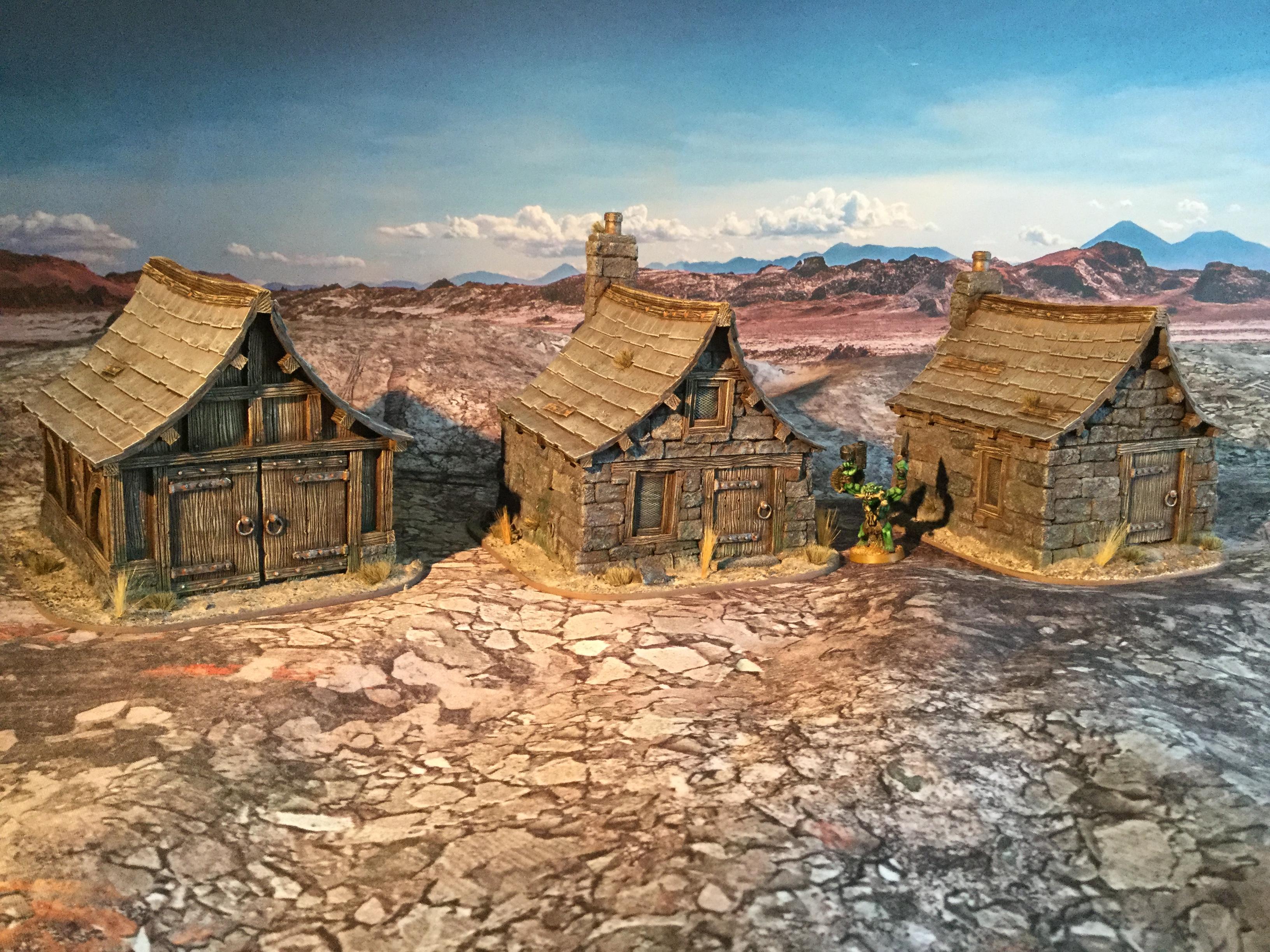 Painted resin cottages 