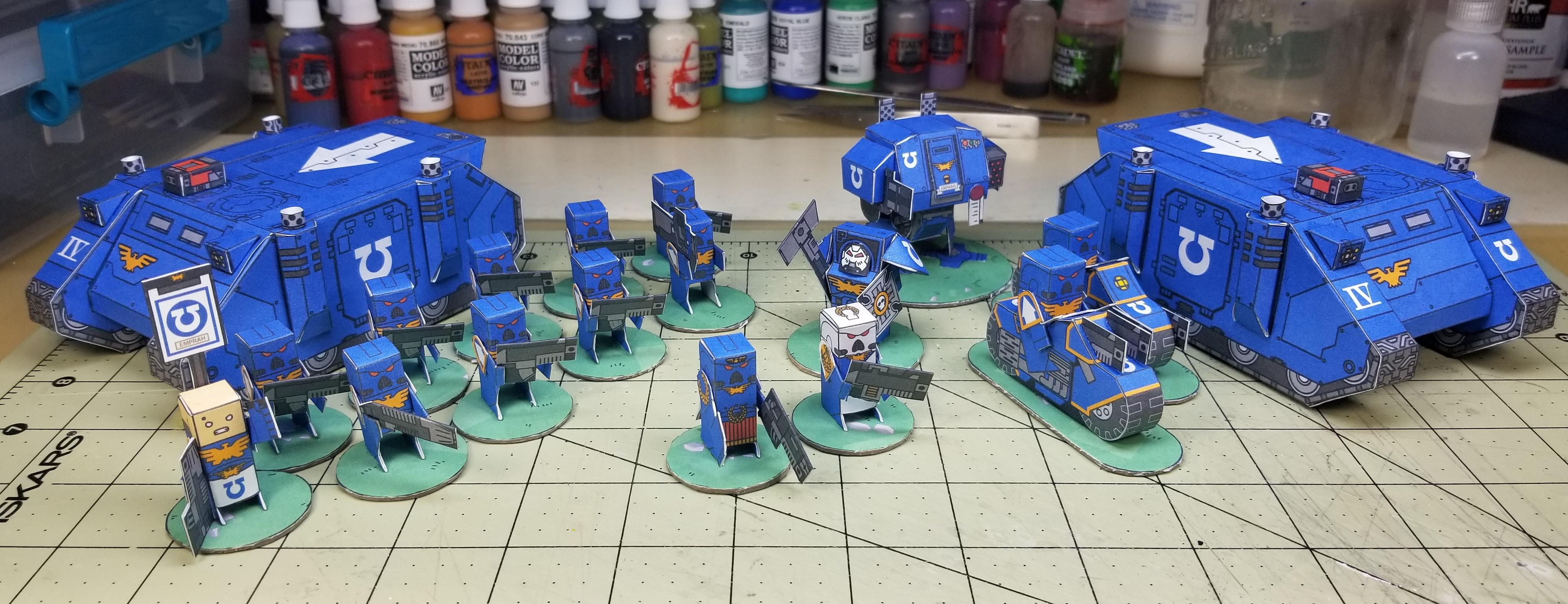 Chibi, Chibi Hammer 14, Papercraft, Space Marines, Ultramarines, Warhammer 40,000