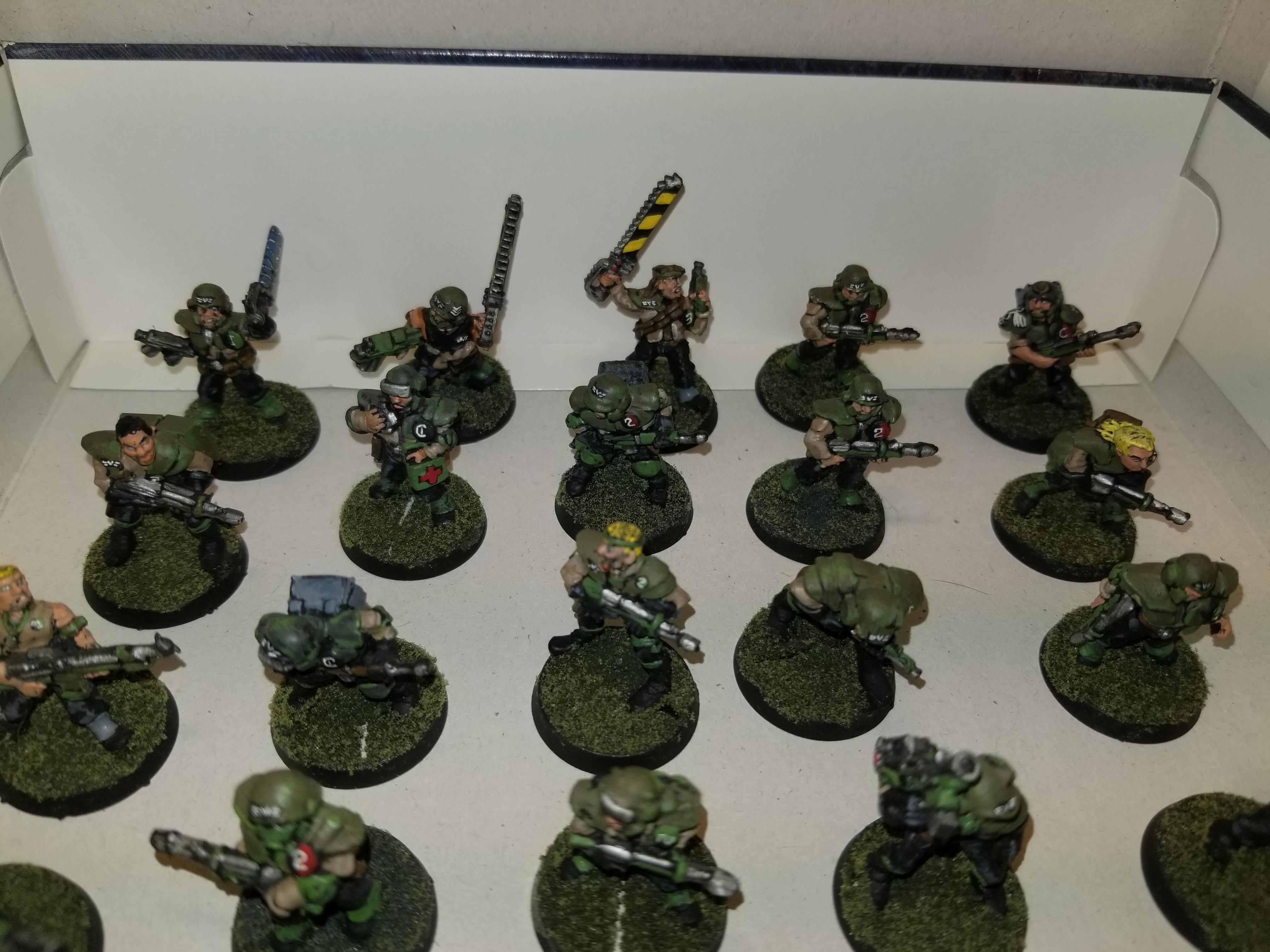 WH40k, Old Imperial Guard Troops with some additions, metal, front, back rows