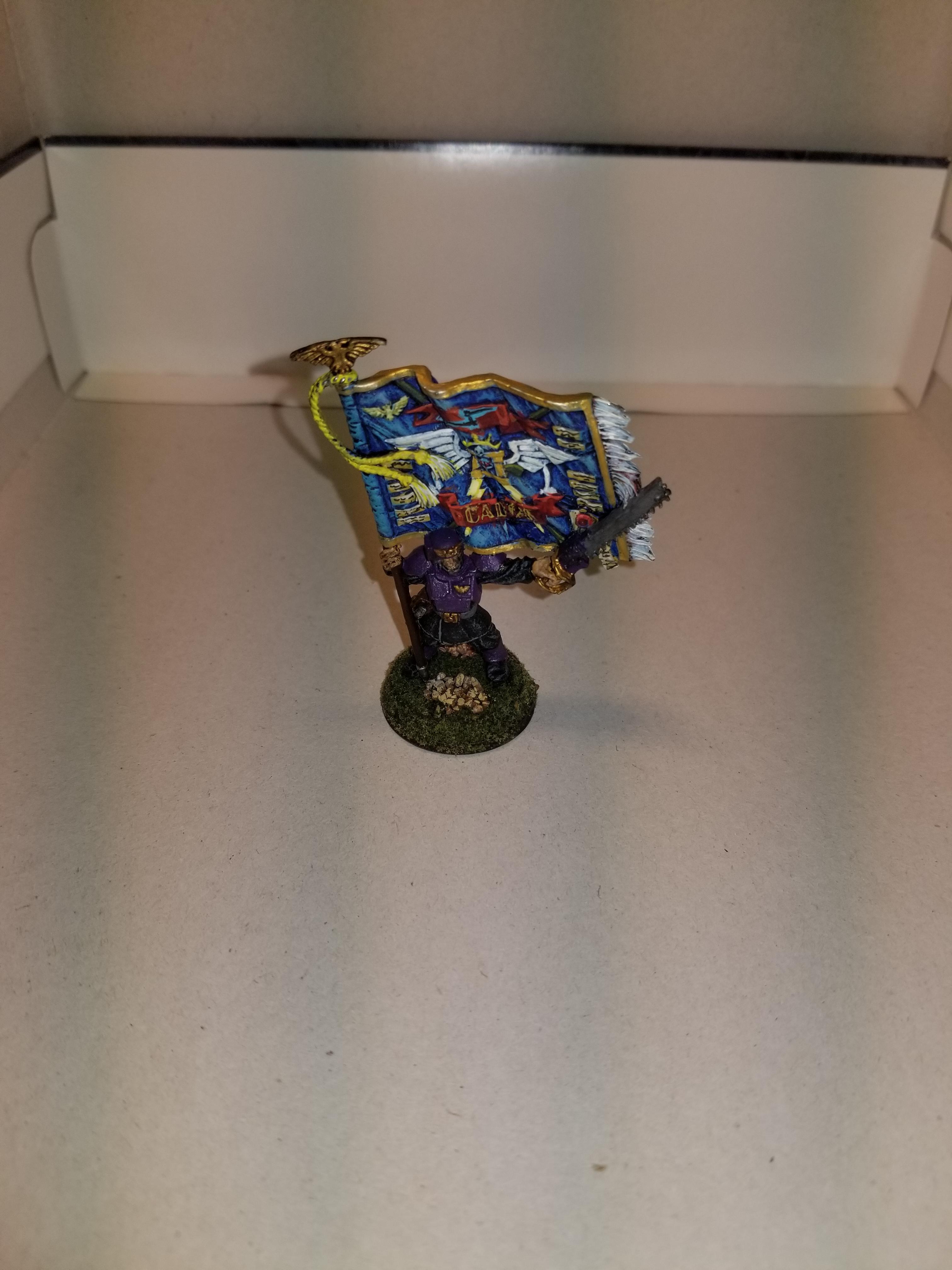 WH40k, LE 2003 Imperial Guard Standard Bearer, metal, top