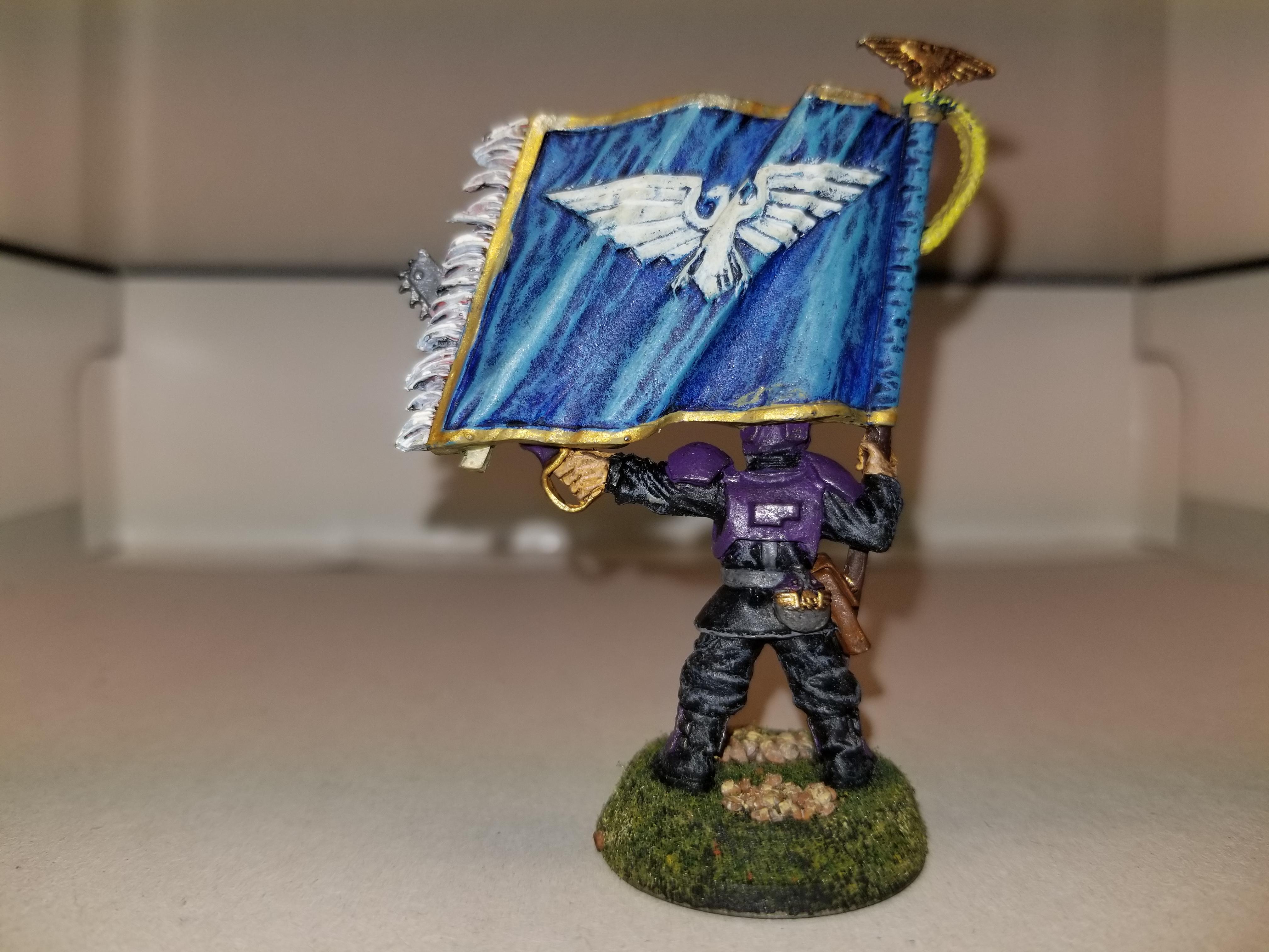 WH40k, LE 2003 Imperial Guard Standard Bearer, metal,  rear