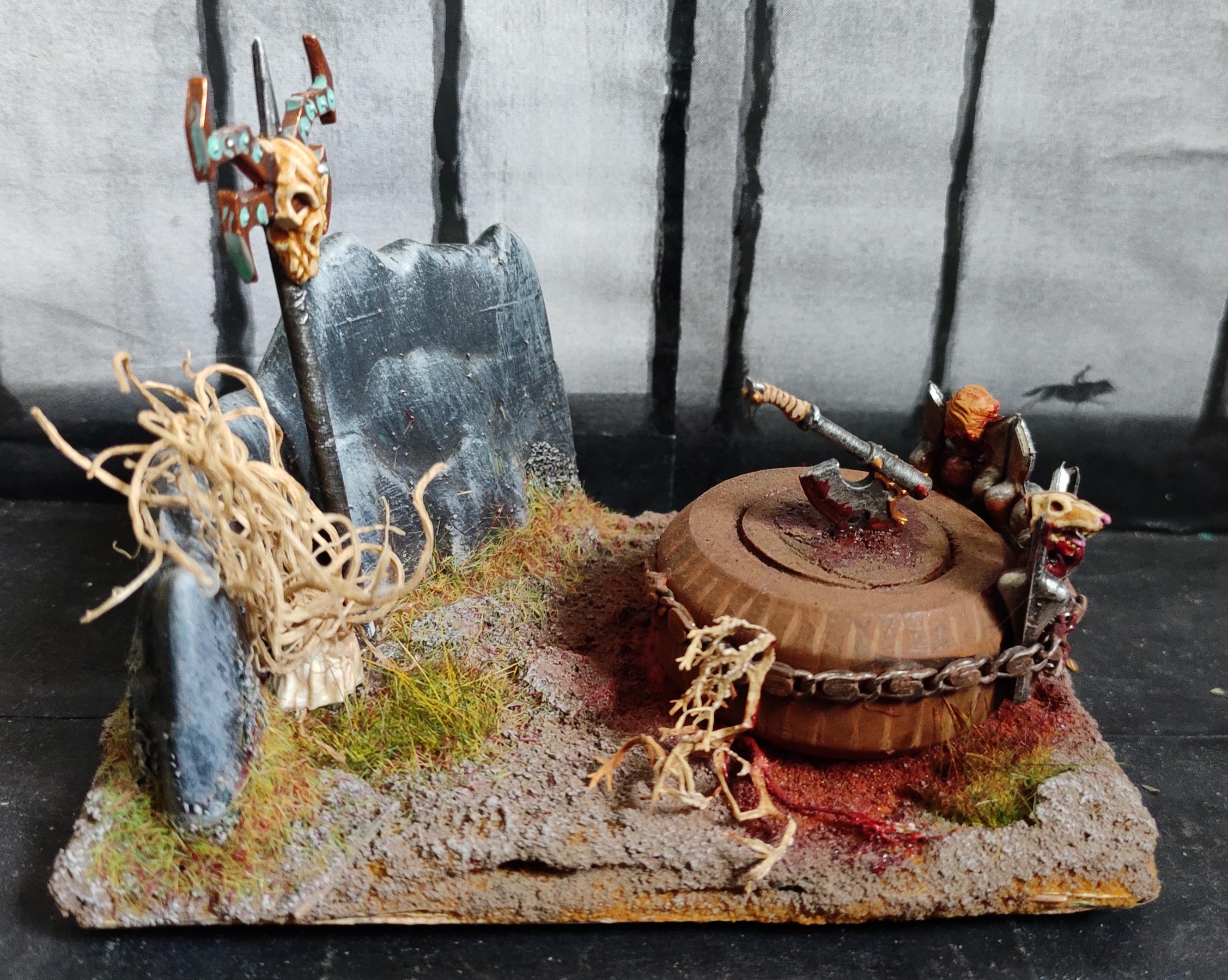 Axe, Banner, Blood, Chaos, Chopping Block, Head, Marauders, Sacrifice, Scratch Build, Terrain