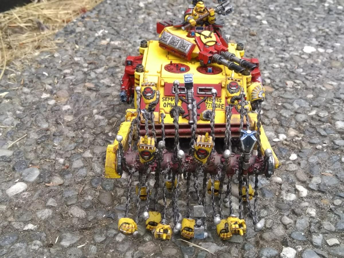 Angry Marines, Astartes, Bruce Campbell, Commander, Memes, Mine Flail, Power Hammer, Space Marines, Tank, Yellow