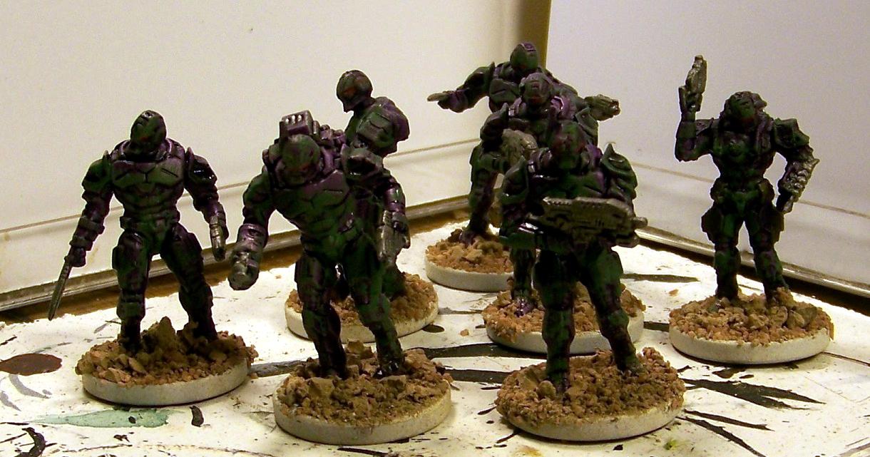 Enforcers in green and purple