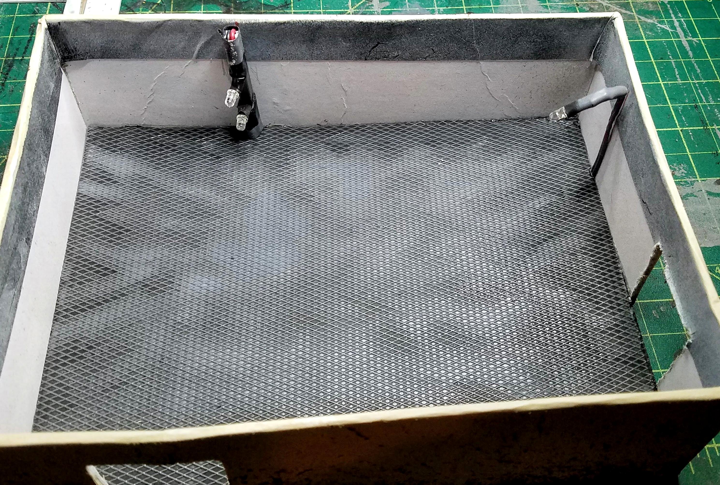 Floor and walls with lighting wired
