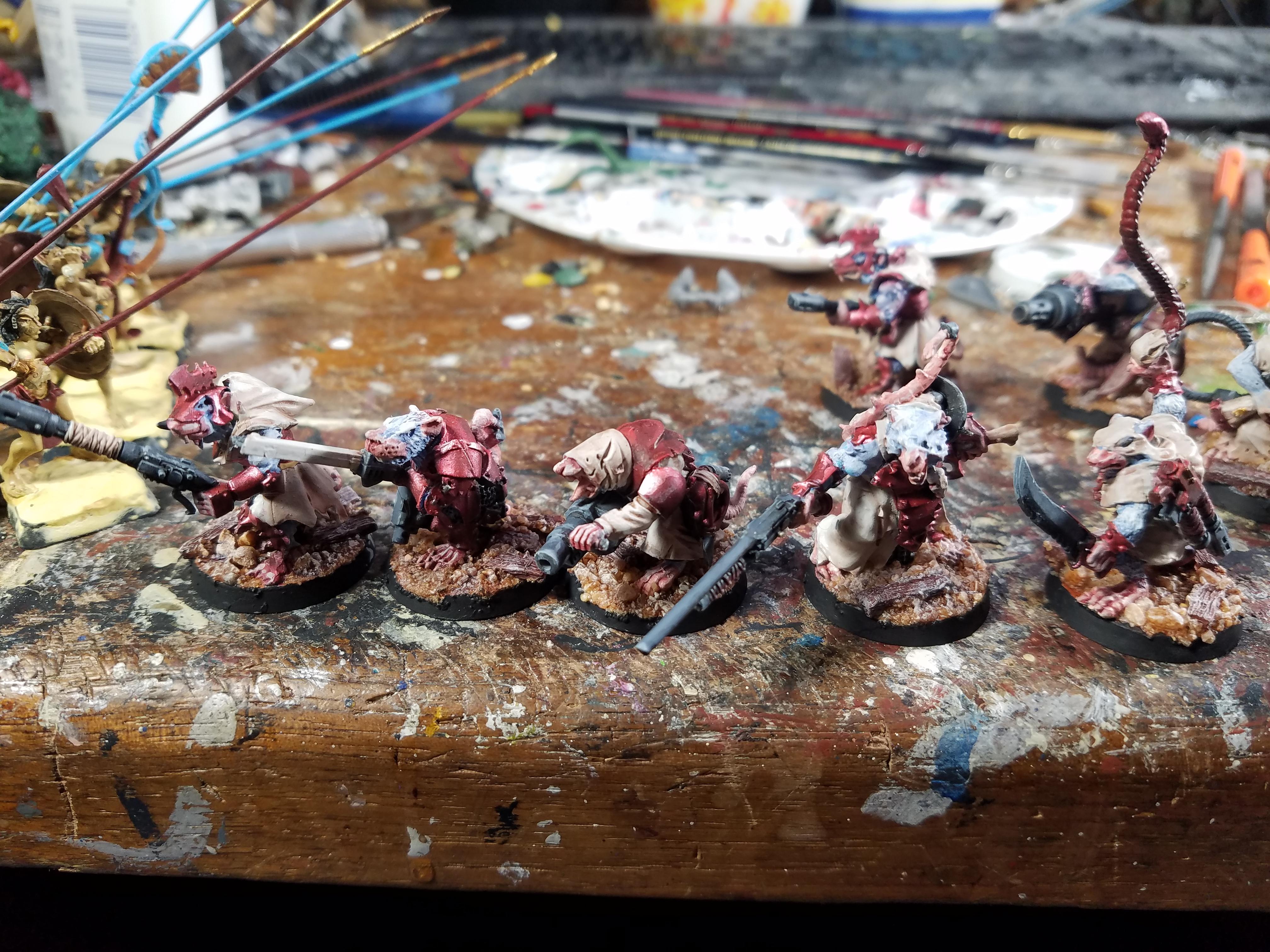 Citadel Miniatures, Games Workshop, Imperial Guard, Kitbash, Ratlings With Gatlings, Skaven, Veteran Squad, Warhammer 40,000