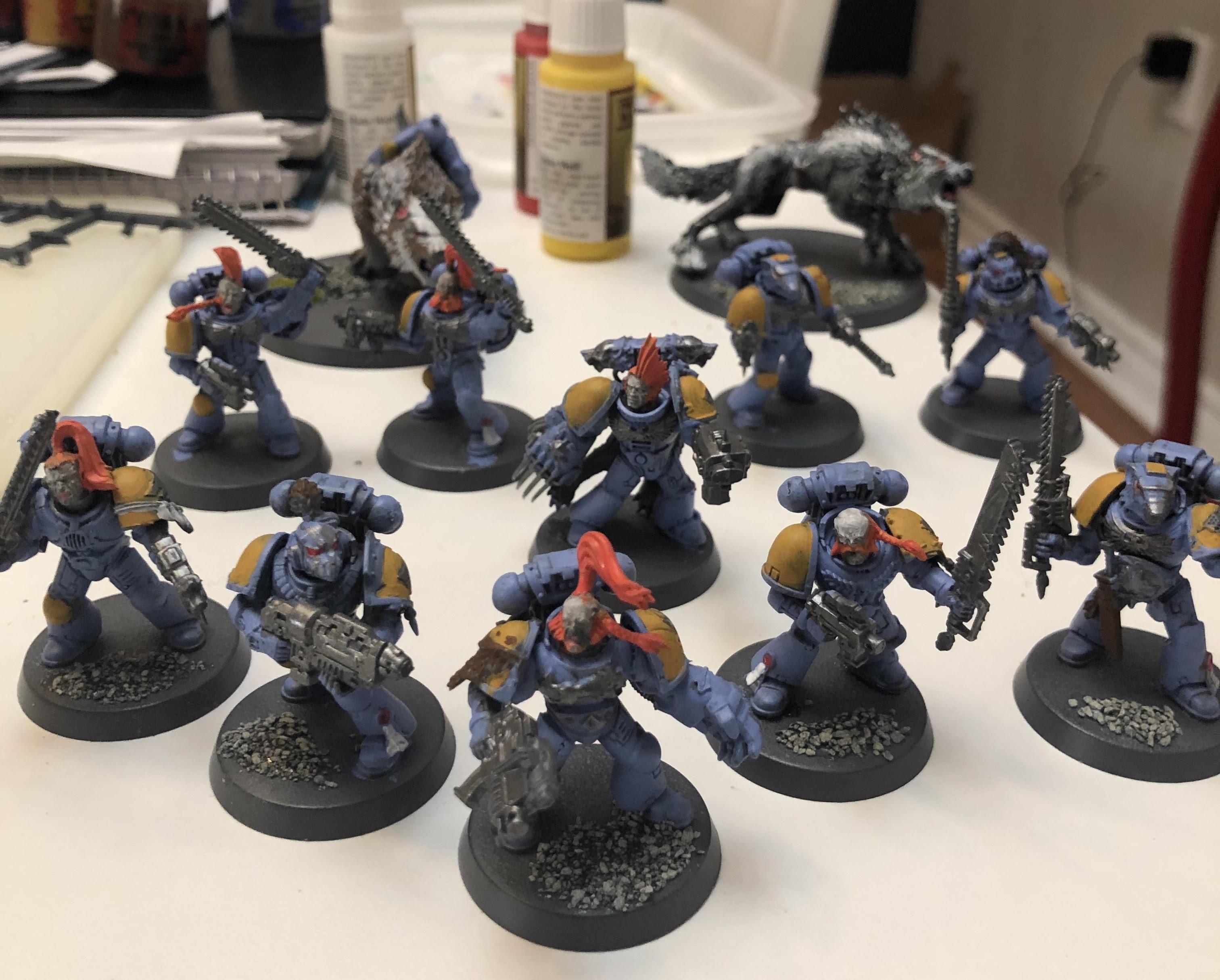 the finished blood claws (with my not great thunderwolf WIP in the background)