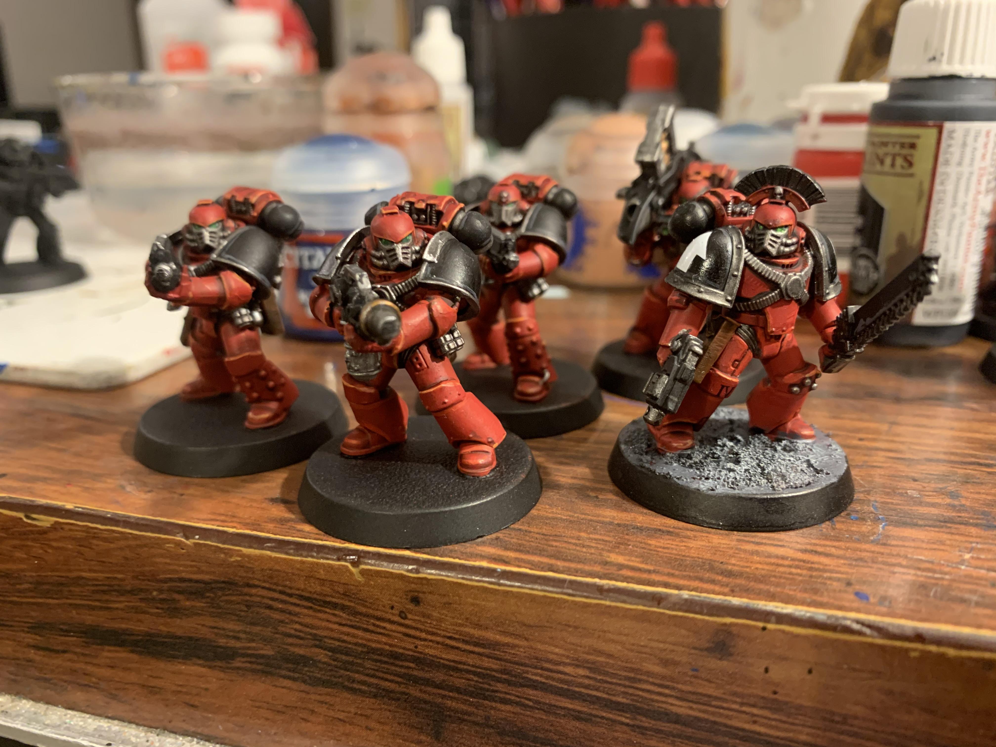 Brothers Penitent, Combat Squad Homebrew, Mk Iv Armor, Red, Space Marines