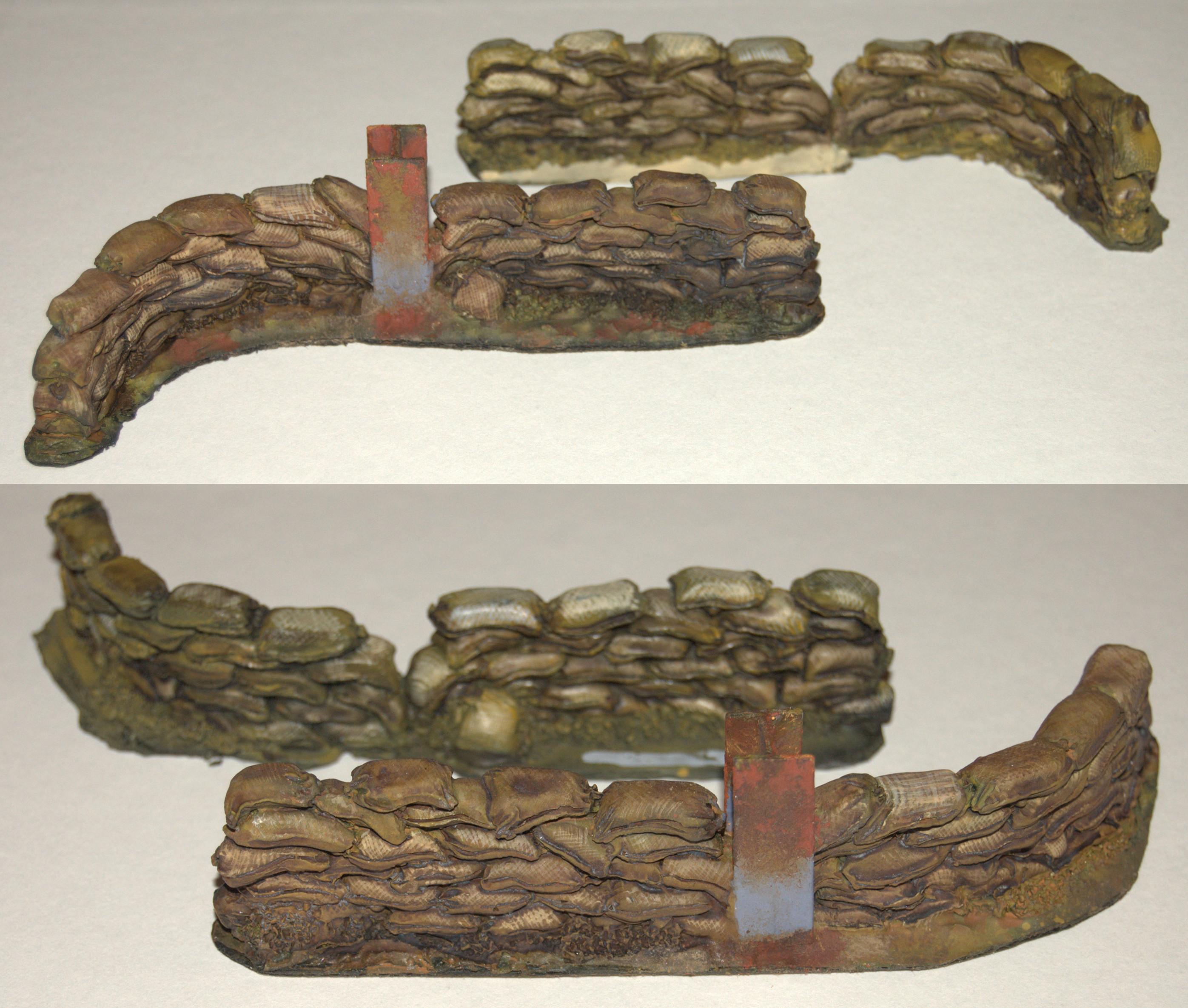 Obstacle, Sandbags, Terrain, Weathered