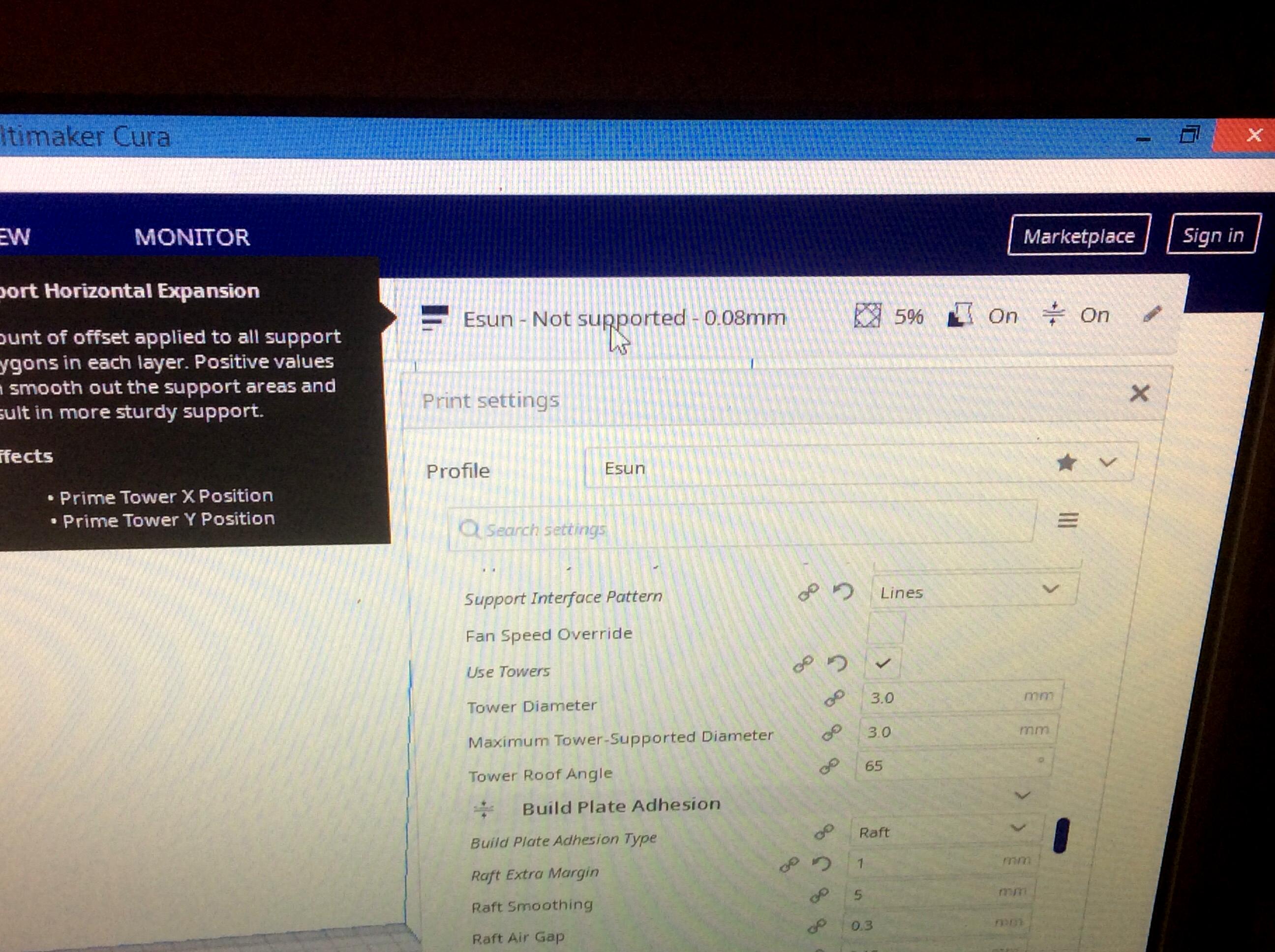 Actual settings