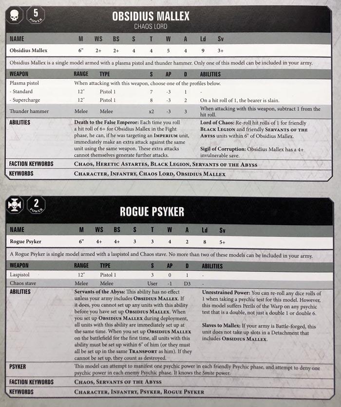 Rules, Servants Of The Abyss, Warhammer 40,000