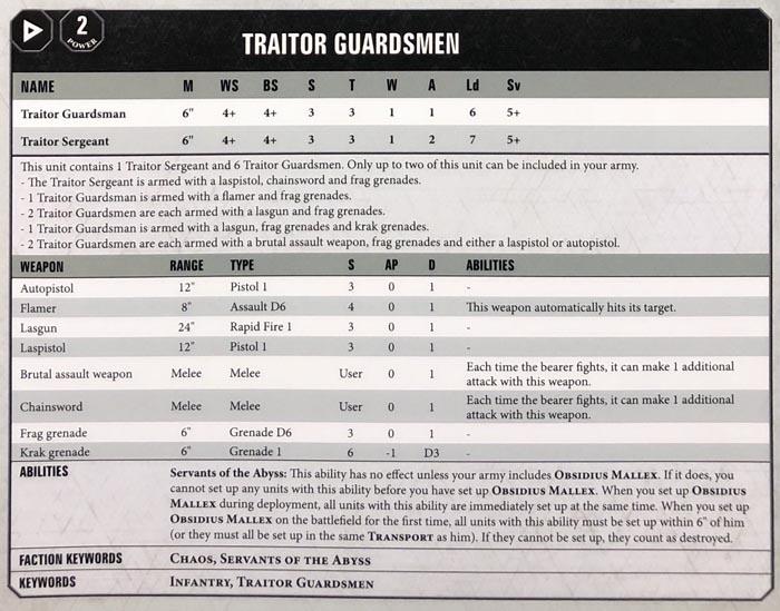 Rules, Servants Of The Abyss, Traitor Guard, Warhammer 40,000