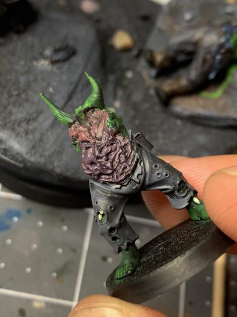 His spilling guts are screaming, "Blood for the Blood God!"