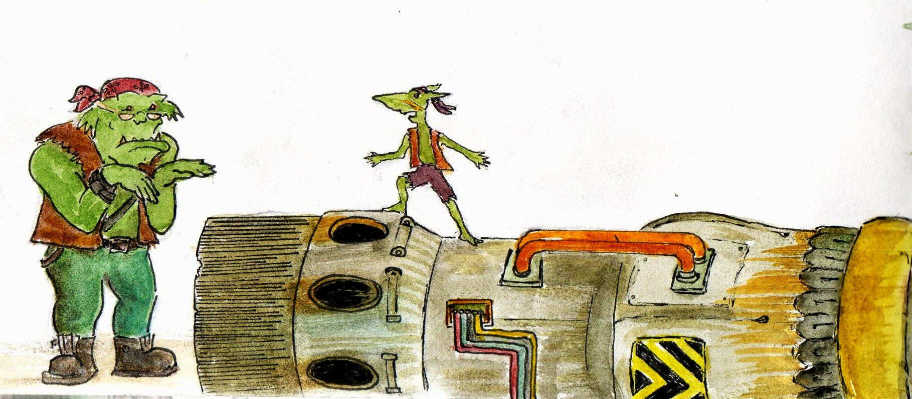 Cartoon, Fiction, Grots, Humour, Illustration, Orks, Sketch