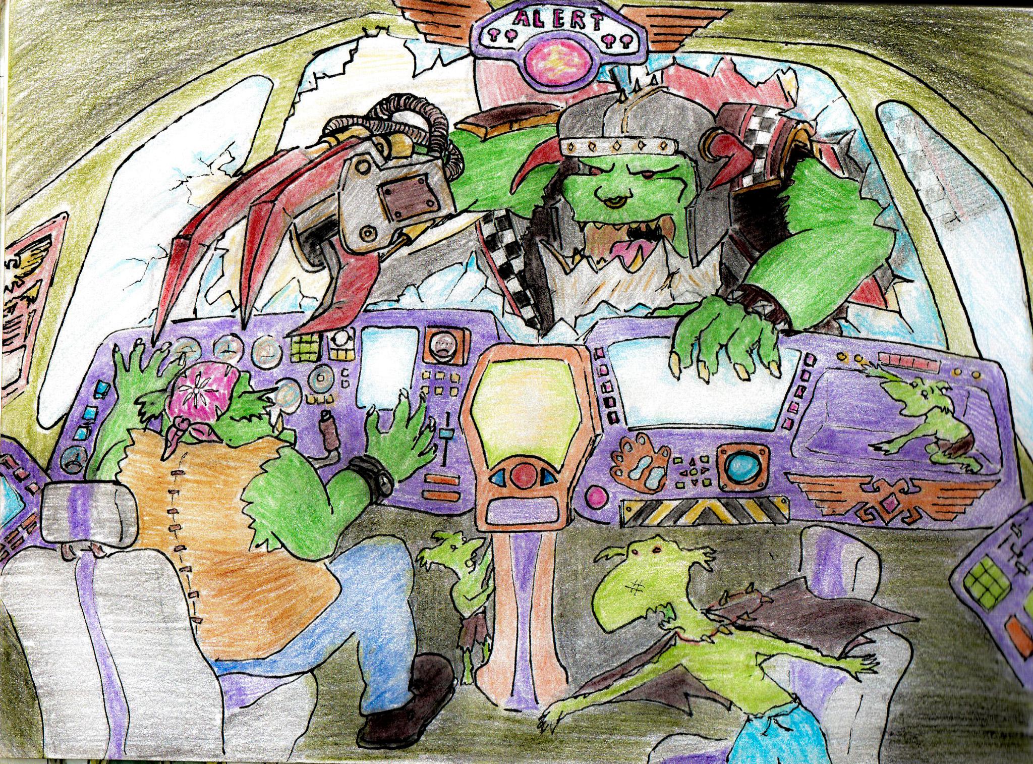 Cartoon, Fiction, Grots, Humour, Illustration, Orks, Sketch