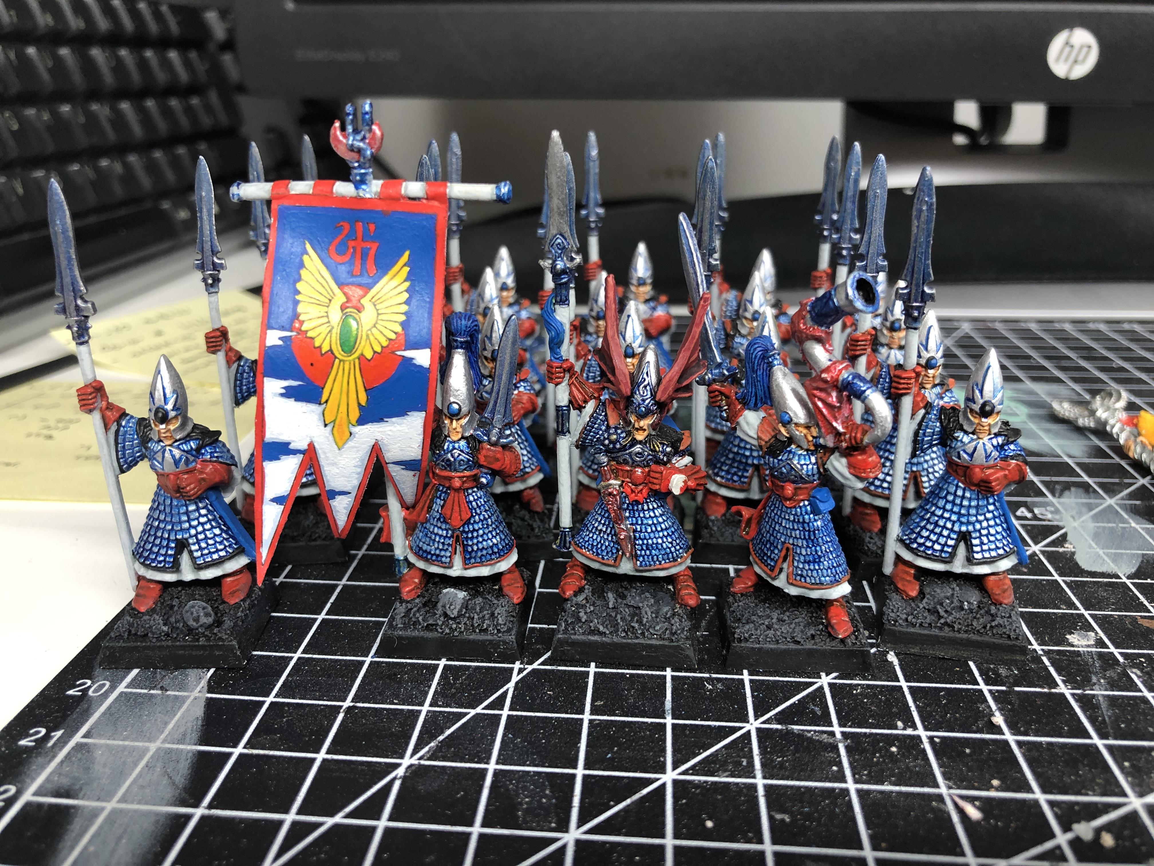 4th Edition Boxset, 5th Edition, Champion, Command Group, High Elf Spearmen, High Elves, Musician, Standard, Warhammer Fantasy, Work In Progress