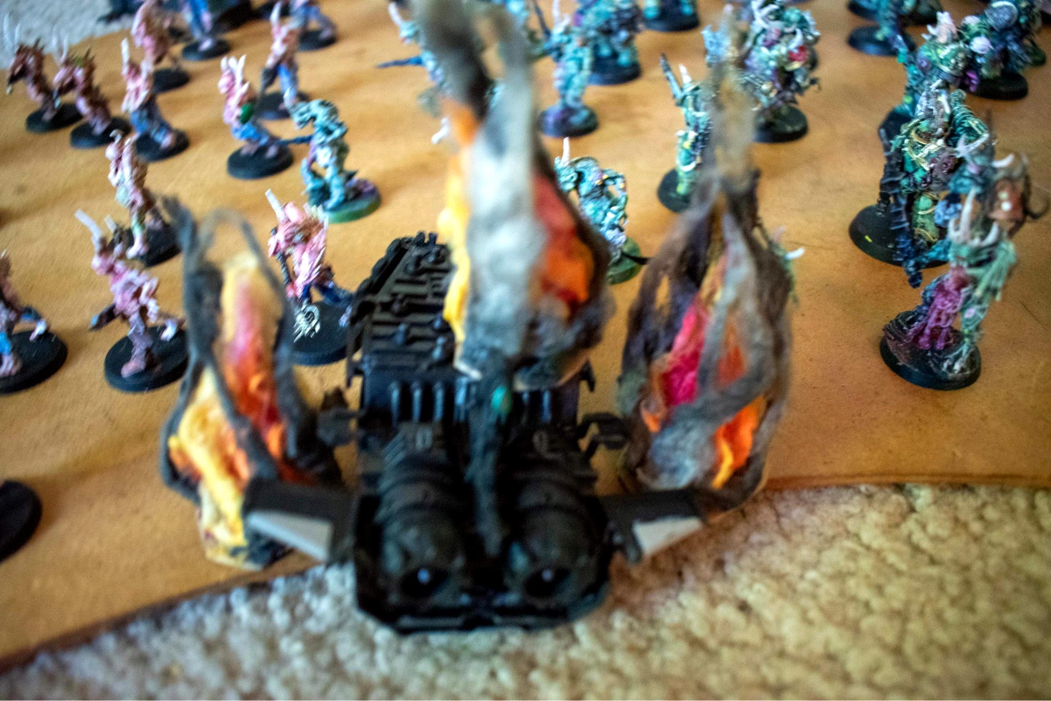 Shot down and burning