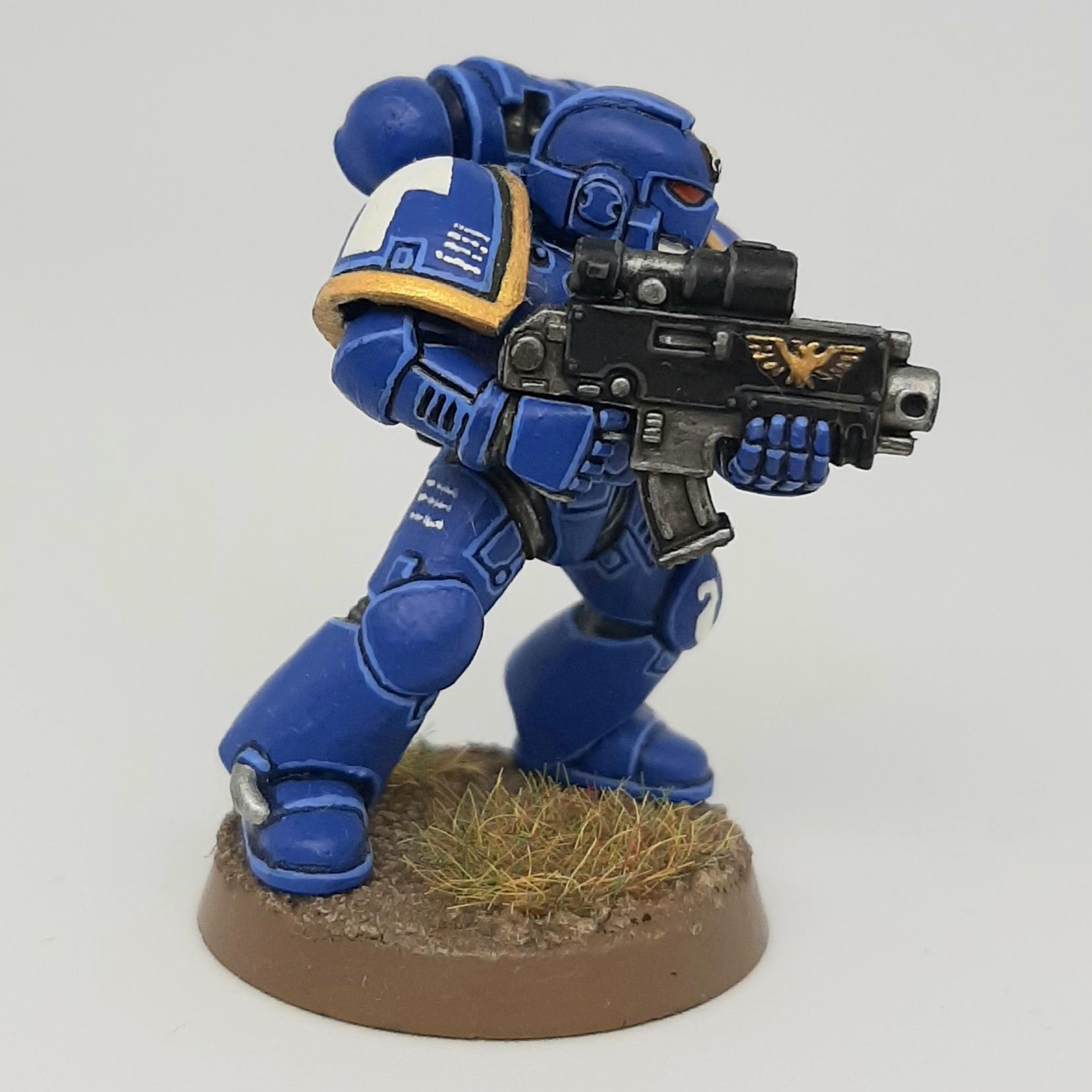 Bolter, Boltgun, Conversion, Custom, Kitbash, Marksman, Scope, Scratch, Scratch Build, Snipers, Space, Space Marines, Targeter, Ultramarines