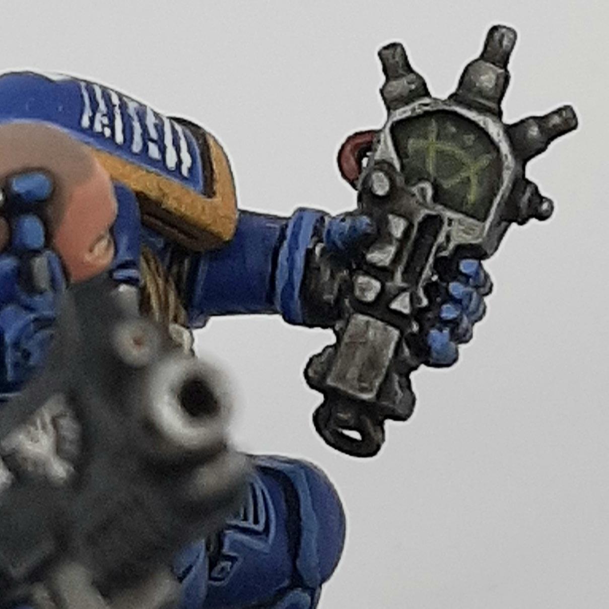 Auspex, Bolter, Boltgun, Conversion, Custom, Kitbash, Monitor, Scanner, Scratch, Scratch Build, Space, Space Marines, Ultramarines
