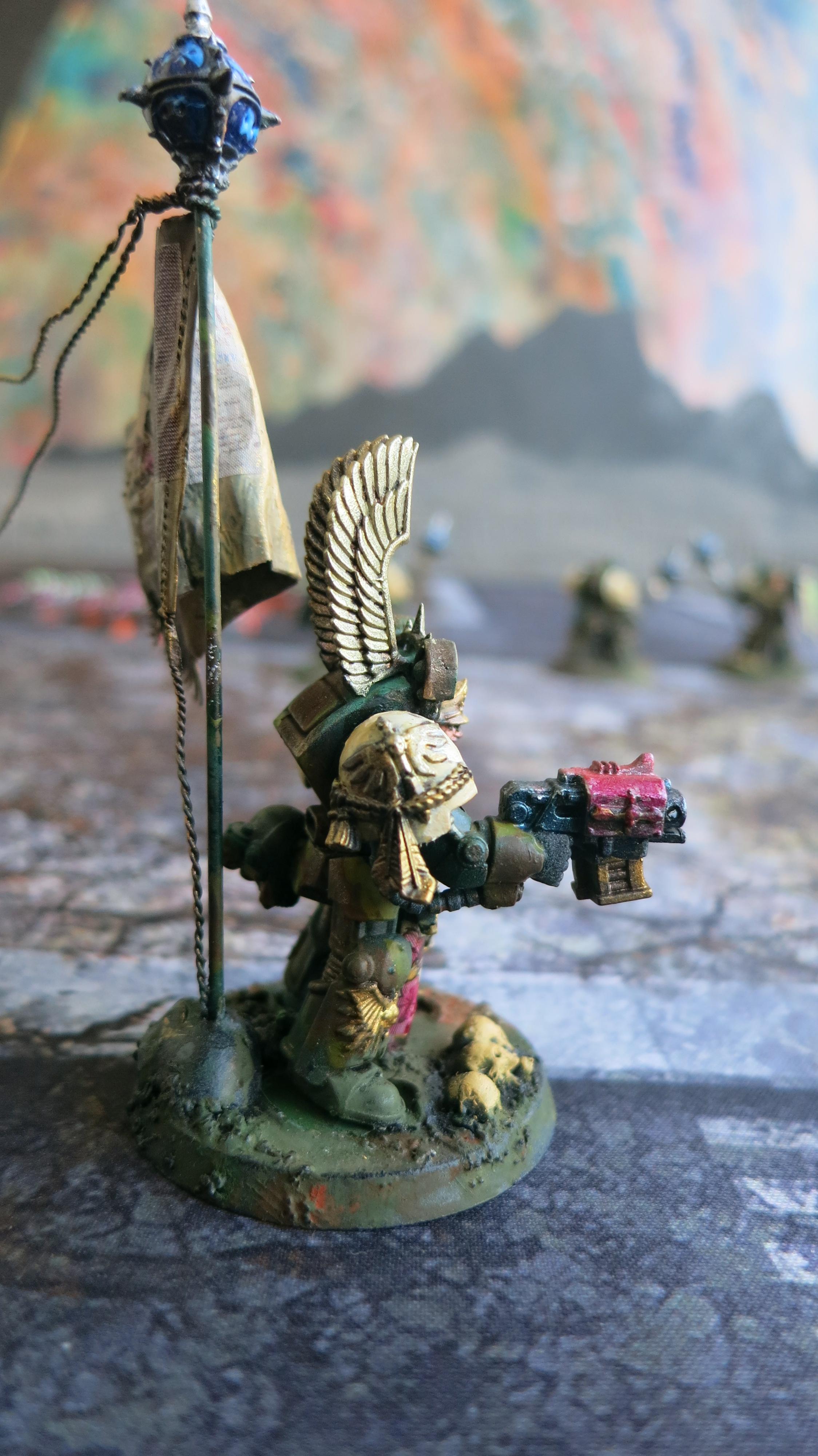 Custom, Dark Angels, Deathwing Ancient, Deathwing Company Banner, Power Fist, Storm Bolter