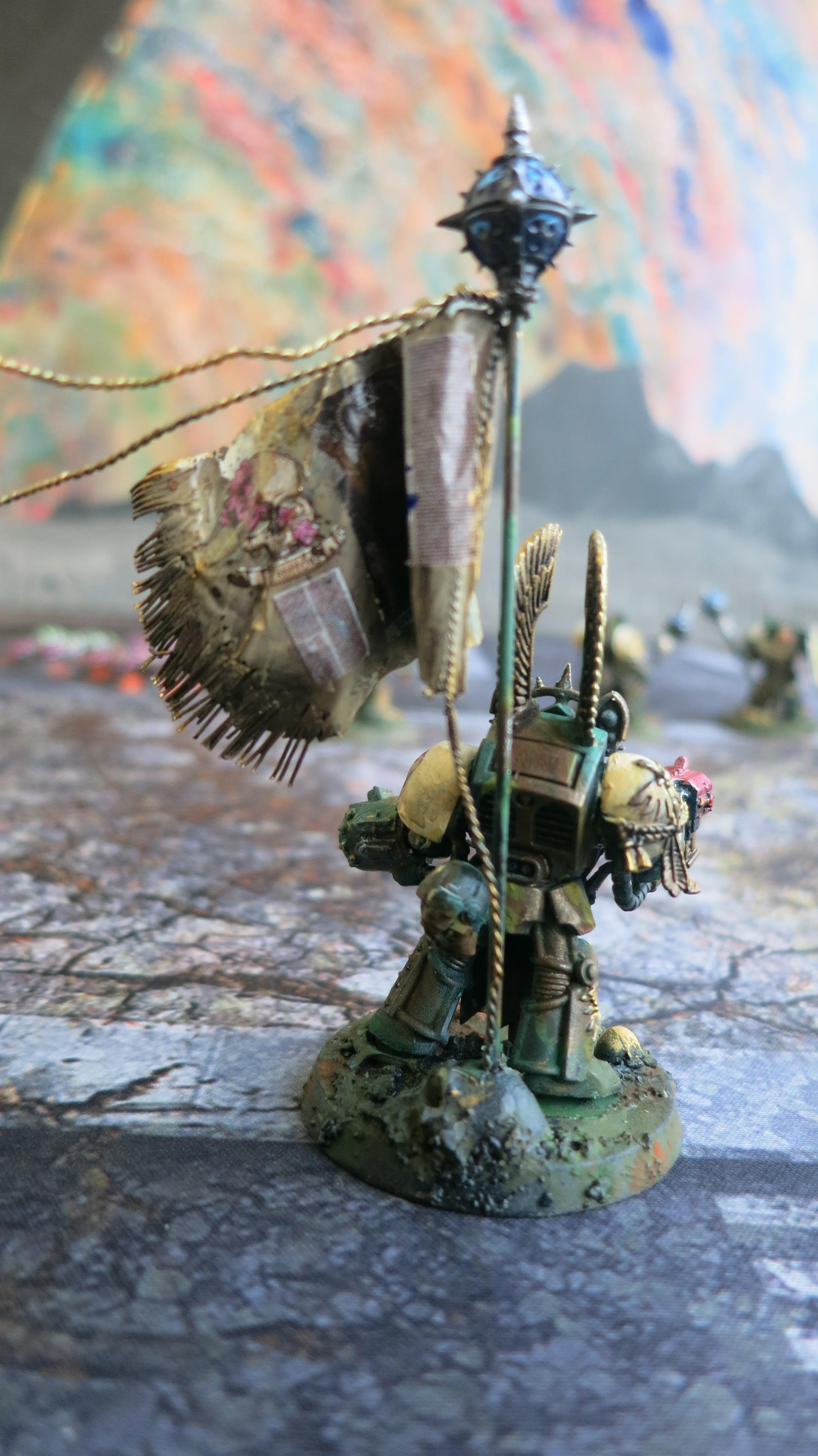 Custom, Dark Angels, Deathwing Ancient, Deathwing Company Banner, Power Fist, Storm Bolter