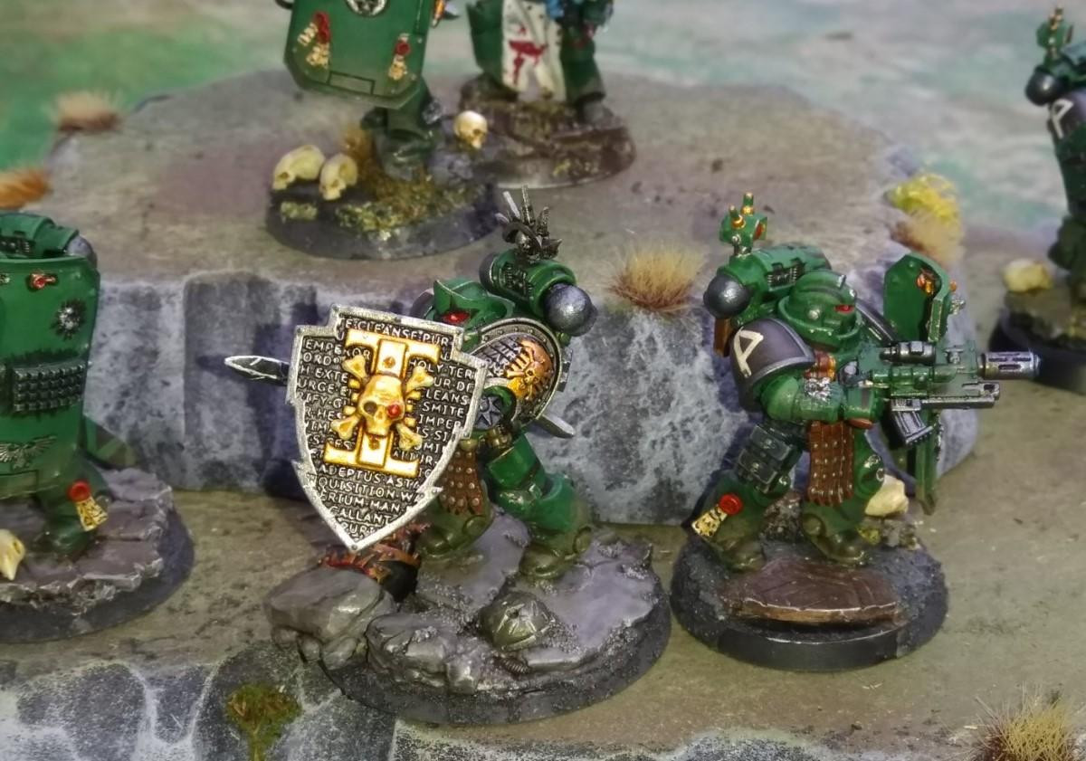 Astartes, Boarding Shields, Breachers, Command Squad, Forlorn Hope, Green, Homebrew, Space Marines, Tiger Stripes, Veteran