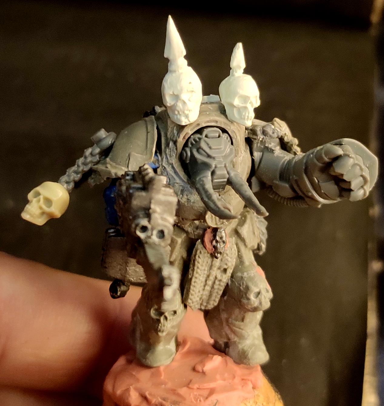 Casting, Chaos, Chaos Space Marines, Conversion, Heresy, Heretic Astartes, Infantry, Khorne Wolves, Kitbash, Power Fist, Putty, Skull, Stormbolter, Terminator Armor, Traitor Legions, Warhammer 40,000, Work In Progress