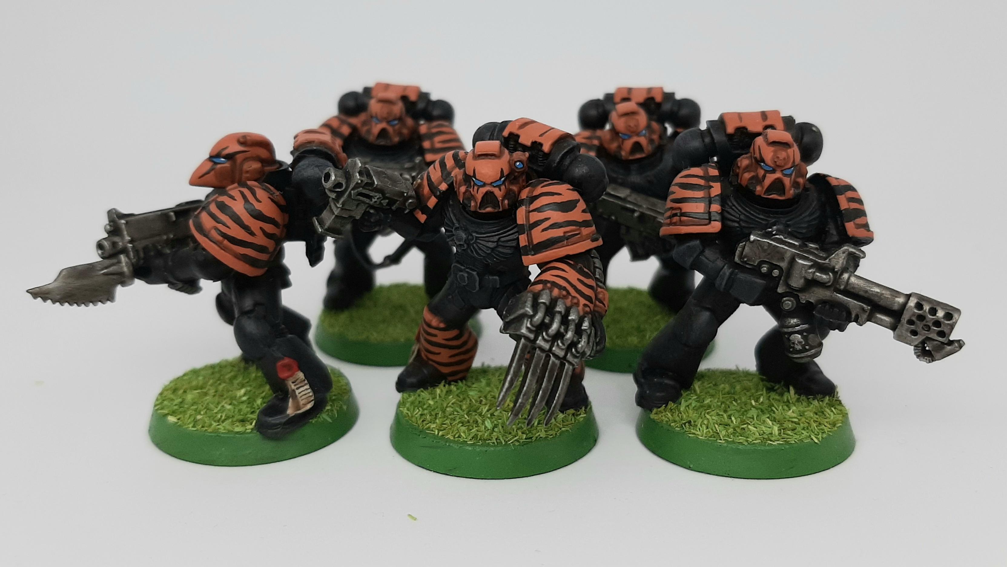 Adeptus, Astartes, Bolter, Boltgun, Camouflage, Claws, Conversion, Custom, Fighting, Flamer, Forest, Ghuyarashtra, Jungle, Kitbash, Lightning, Mahaduyana, Space, Space Marines, Squad, Tactical, Tigers, Veda