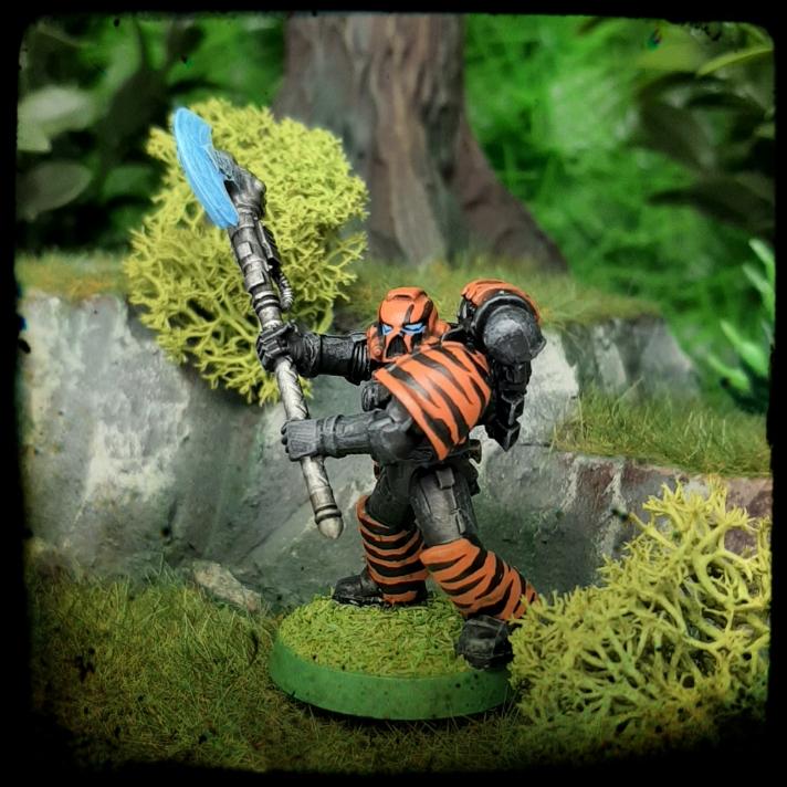 Adeptus, Astartes, Axe, Camouflage, Character, Conversion, Custom, Fighting, Forest, Handed, Jungle, Kitbash, Parashu, Poweraxe, Space, Space Marines, Special, Tigers, Two, Veda