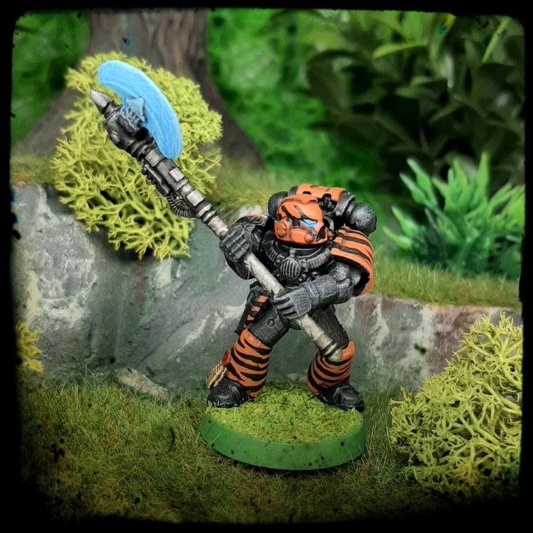 Adeptus, Astartes, Axe, Camouflage, Character, Conversion, Custom, Fighting, Forest, Handed, Jungle, Kitbash, Parashu, Poweraxe, Space, Space Marines, Special, Tigers, Two, Veda
