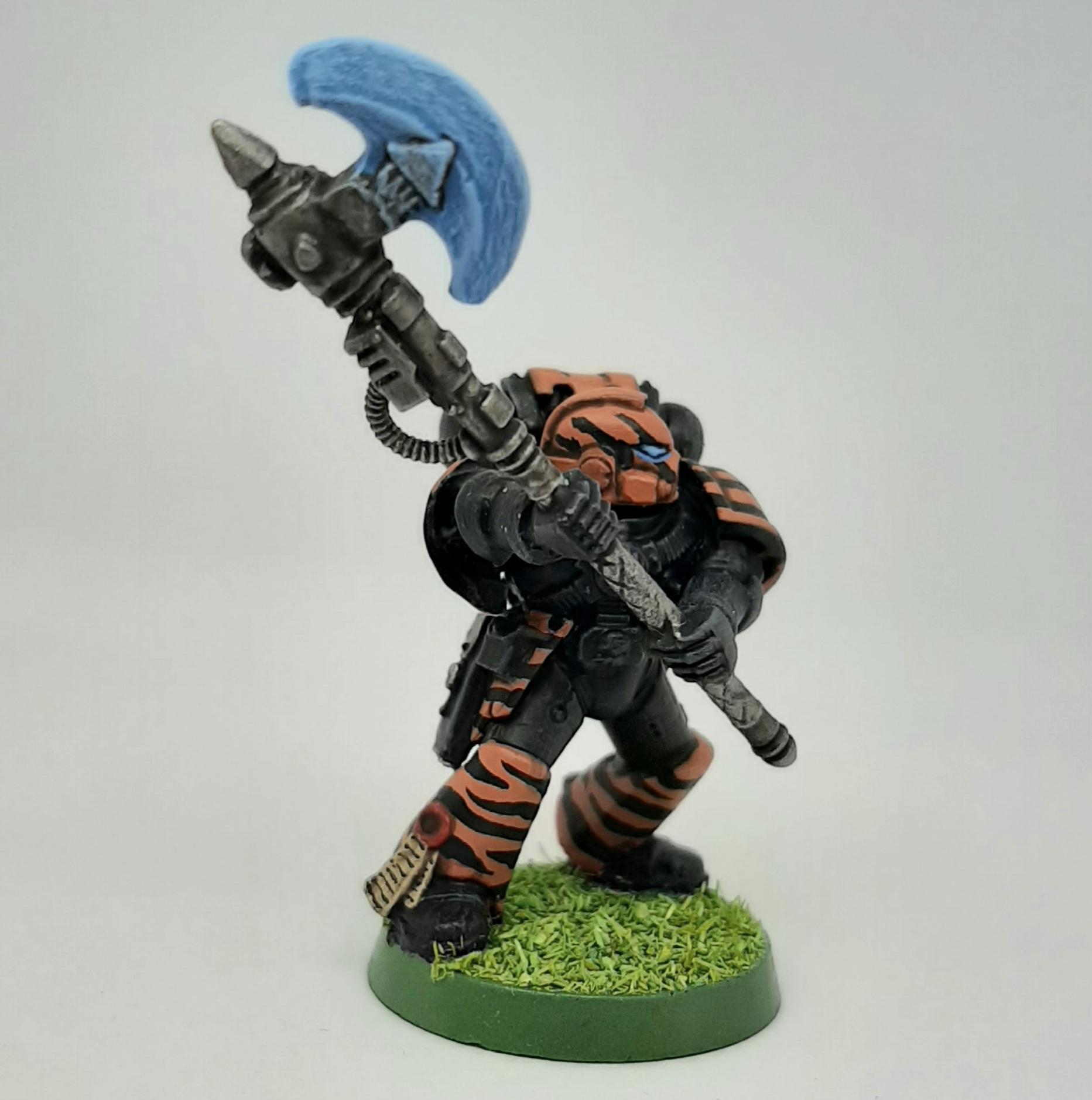 Adeptus, Astartes, Axe, Camouflage, Character, Conversion, Custom, Fighting, Forest, Handed, Jungle, Kitbash, Parashu, Poweraxe, Space, Space Marines, Special, Tigers, Two, Veda