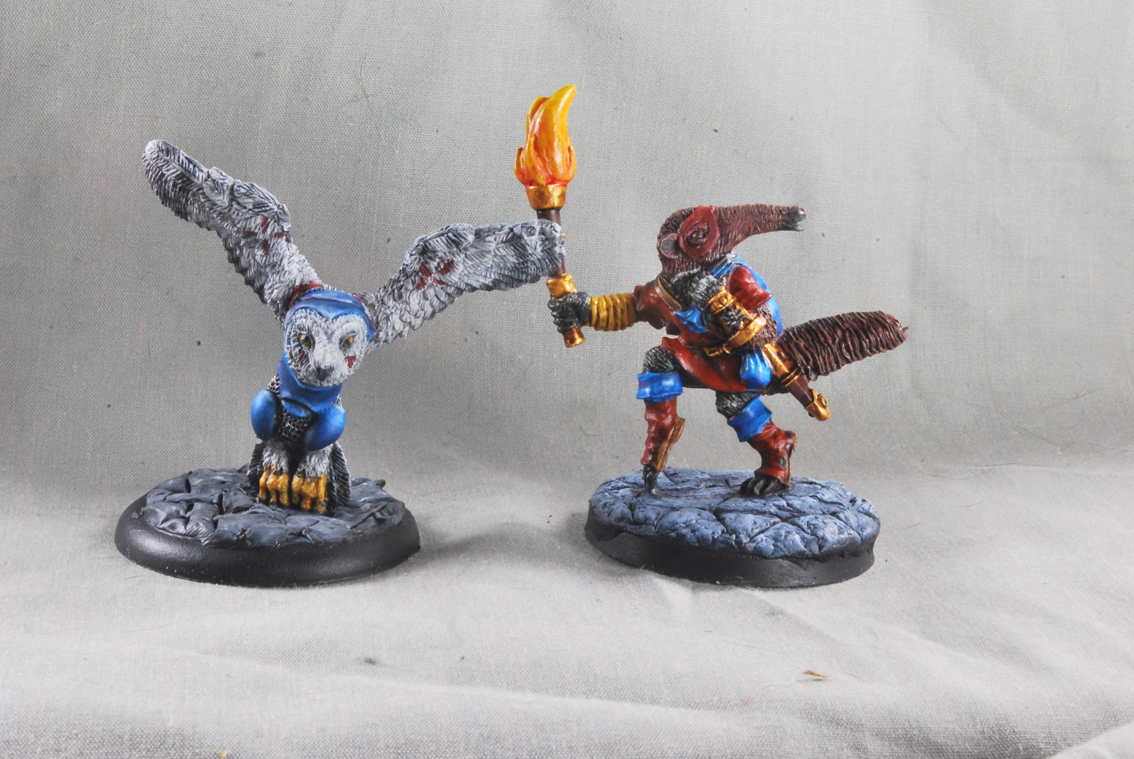 Animal Adventurers, Anteater, Burrows And Badgers, Dark Sword Miniatures, Dungeons And Dragons, Oathsworn Miniatures, Owl