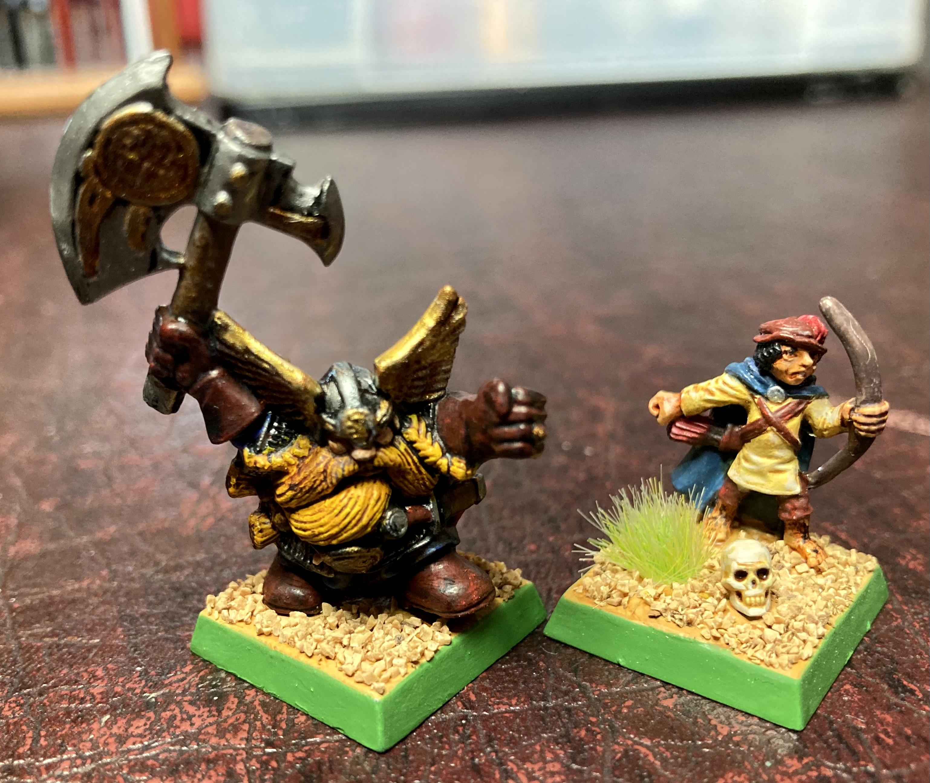Warhammer Quest dwarf and Ral Partha halfling