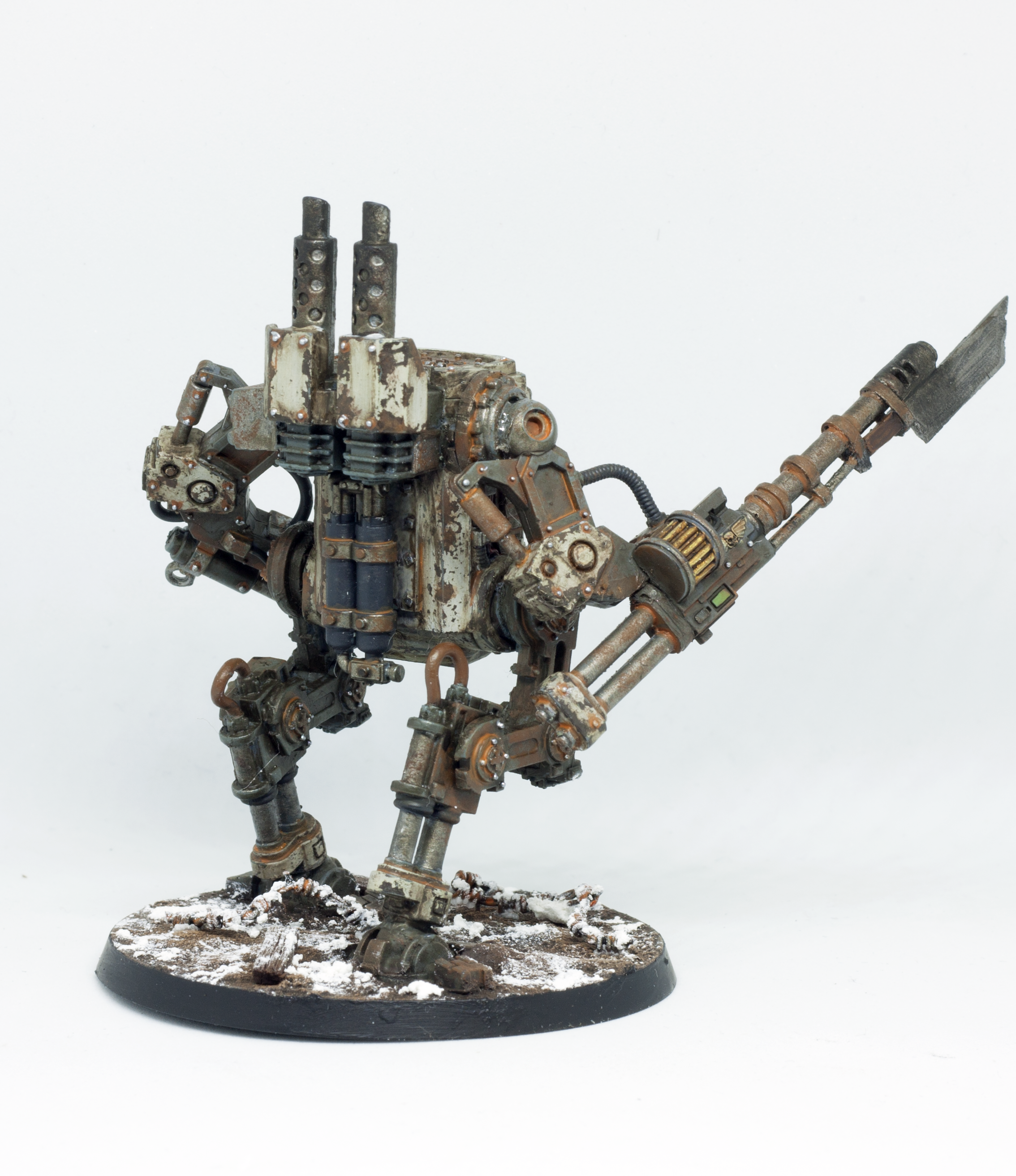 Barbed Wire, Conversion, Death Korps of Krieg, Heavy Support, Kitbash, Rust, Sentinel, Snow, Walker, Warhammer 40,000, Weathered