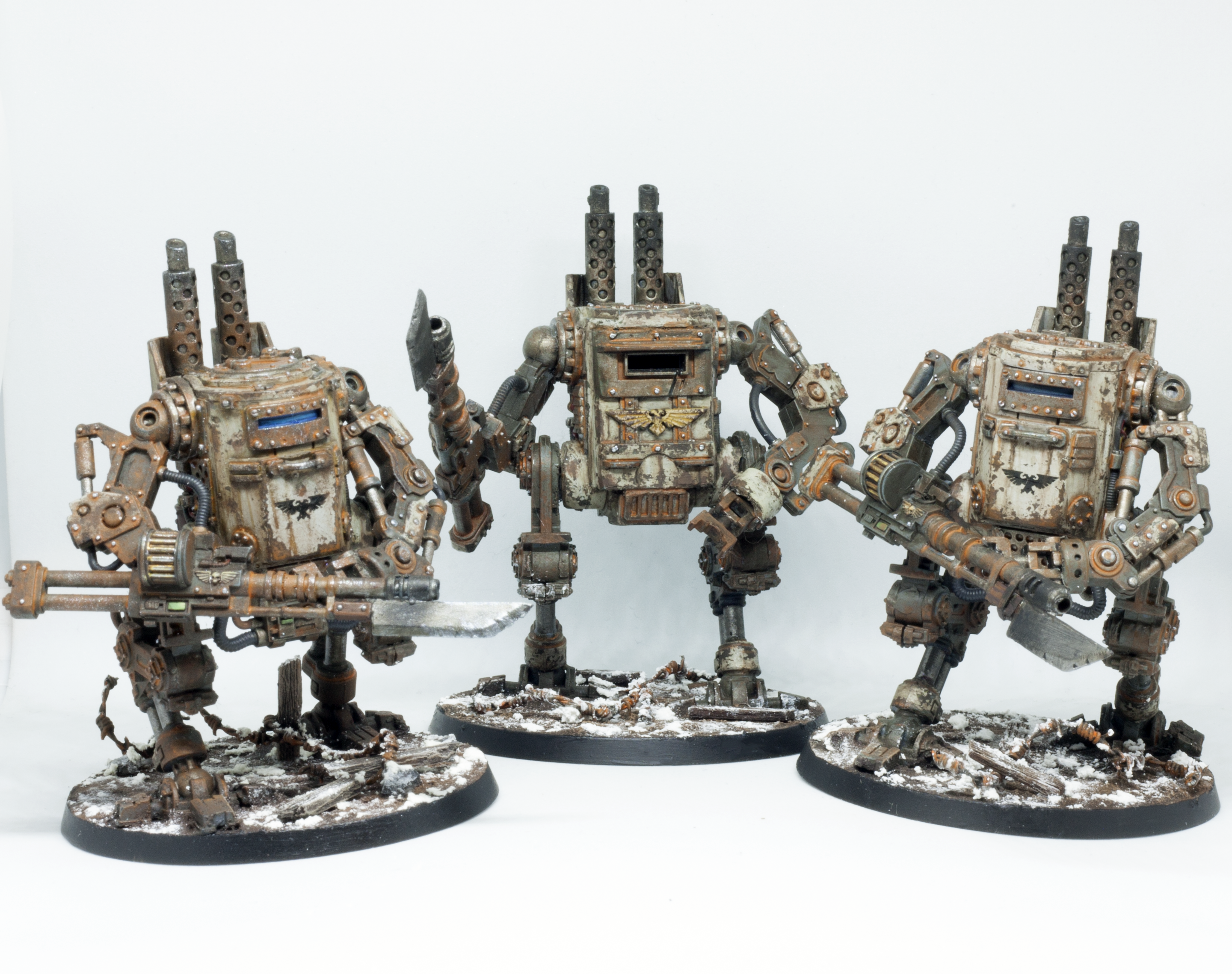 Barbed Wire, Conversion, Death Korps of Krieg, Heavy Support, Killa Kans, Kitbash, Looted, Rust, Sentinel, Snow, Walker, Warhammer 40,000, Weathered