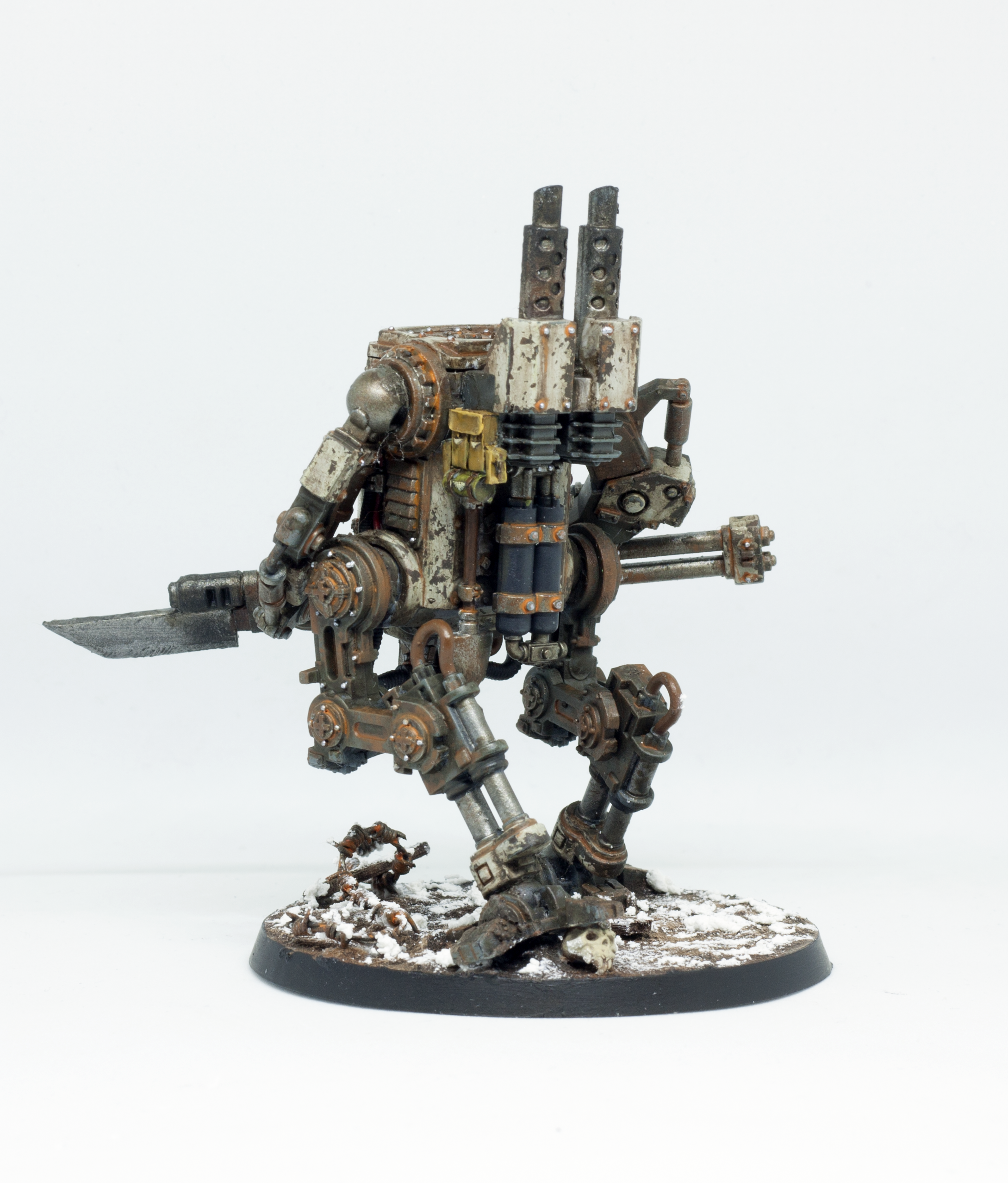 Barbed Wire, Conversion, Death Korps of Krieg, Heavy Support, Kitbash, Rust, Sentinel, Snow, Walker, Warhammer 40,000, Weathered