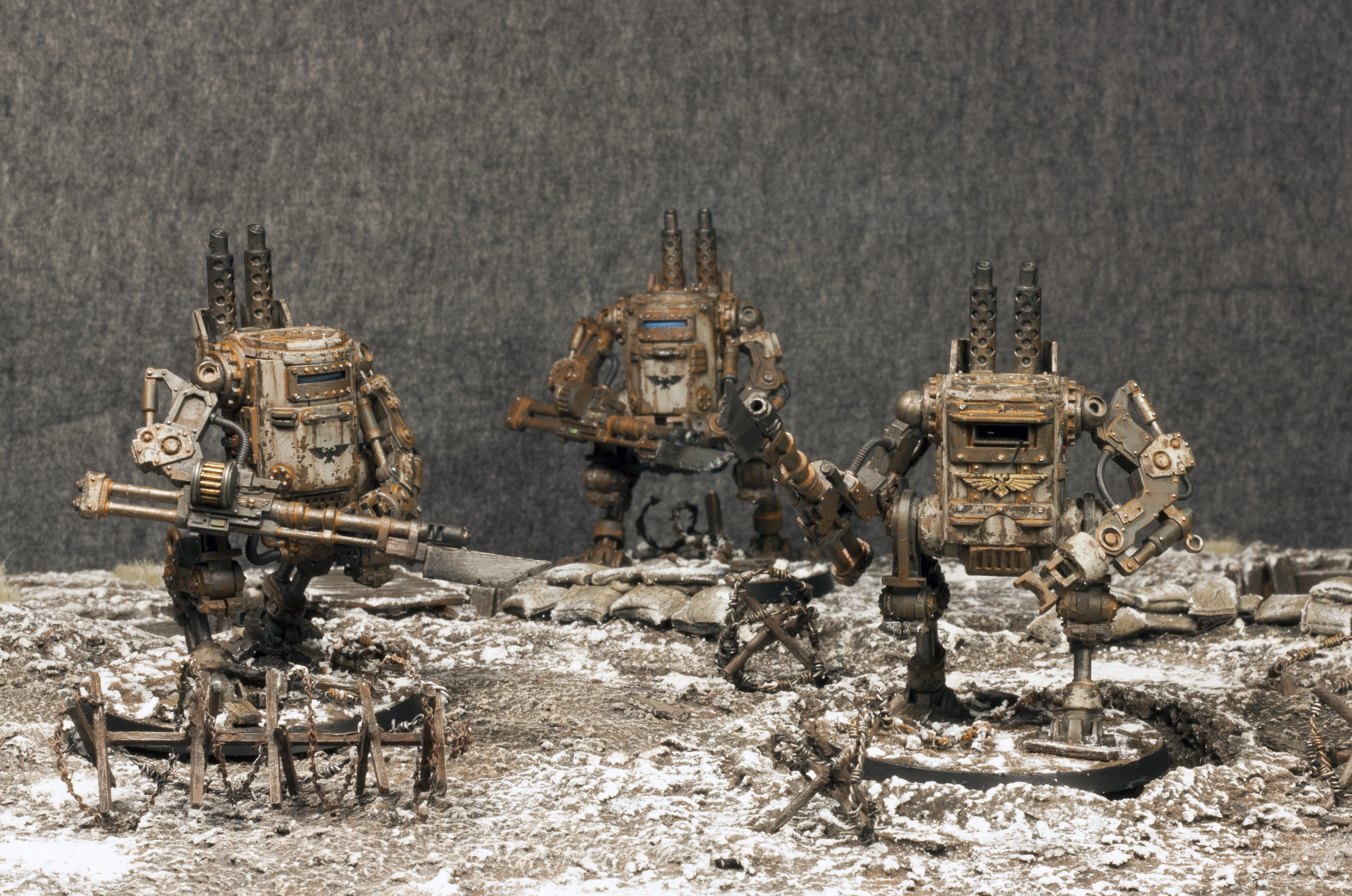 Armies On Parade, Astra Militarum, Barbed Wire, Board, Death Korps of Krieg, Diorama, Game Table, Heavy, Infantry, Snow, Terrain, Trech, Weathered