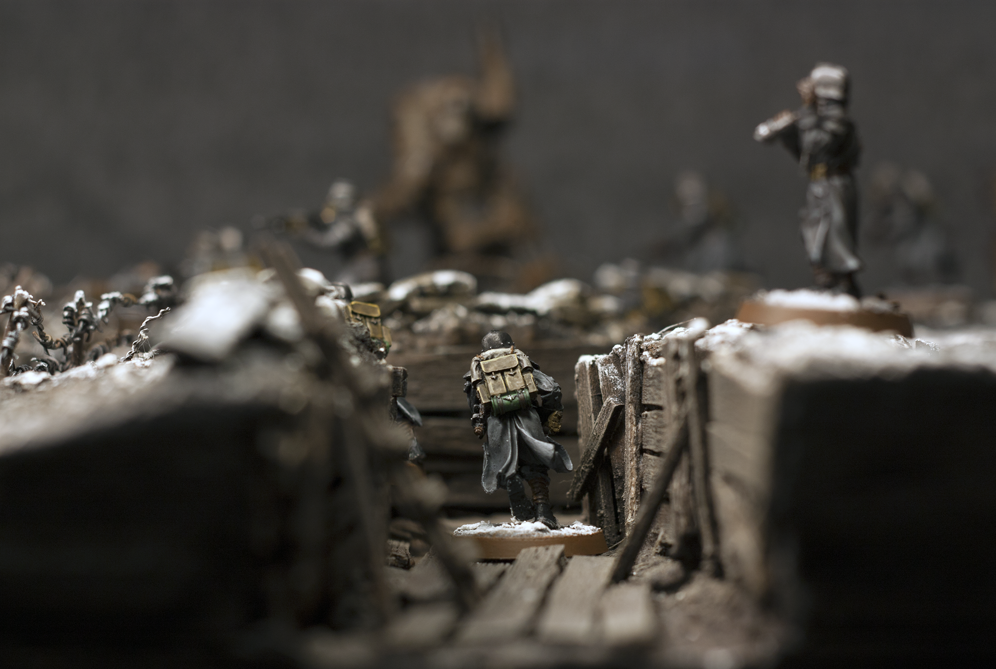Armies On Parade, Astra Militarum, Barbed Wire, Board, Death Korps of Krieg, Diorama, Game Table, Heavy, Infantry, Snow, Terrain, Trech, Weathered