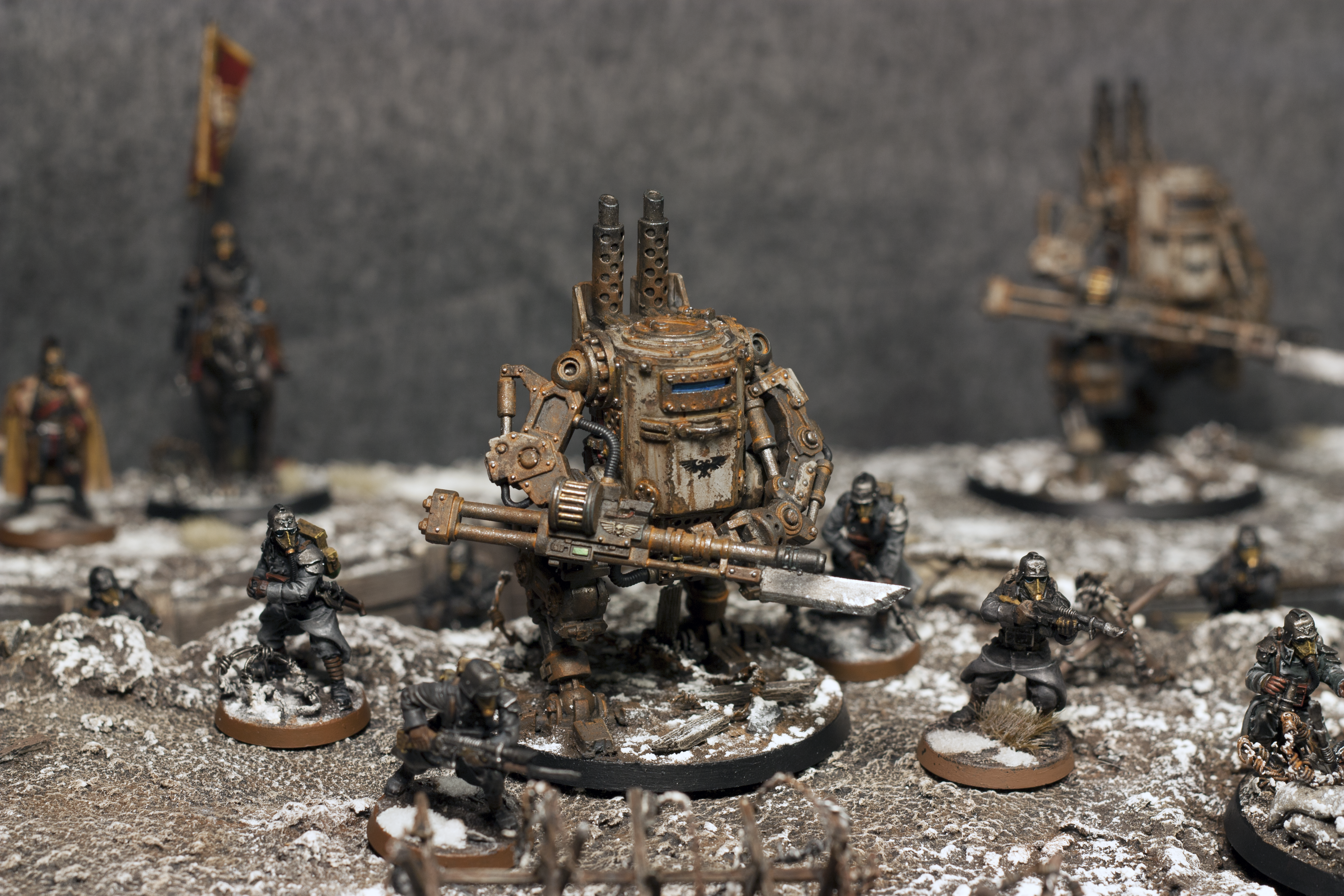 Armies On Parade, Astra Militarum, Barbed Wire, Board, Death Korps of Krieg, Diorama, Game Table, Heavy, Infantry, Snow, Terrain, Trech, Weathered